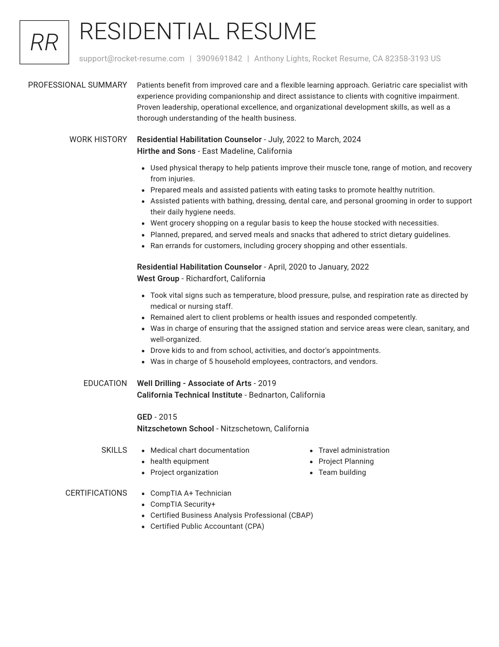Renowned resume template