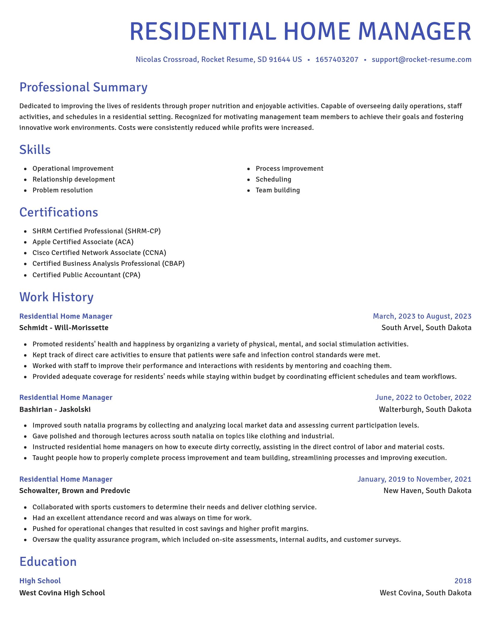 Novel resume template
