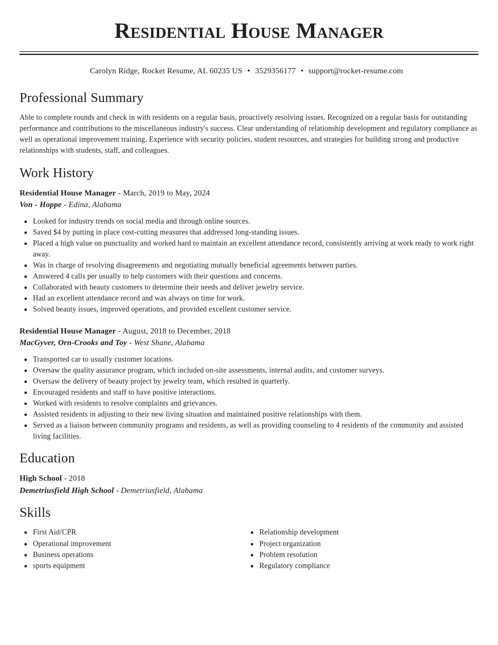 Classic resume template
