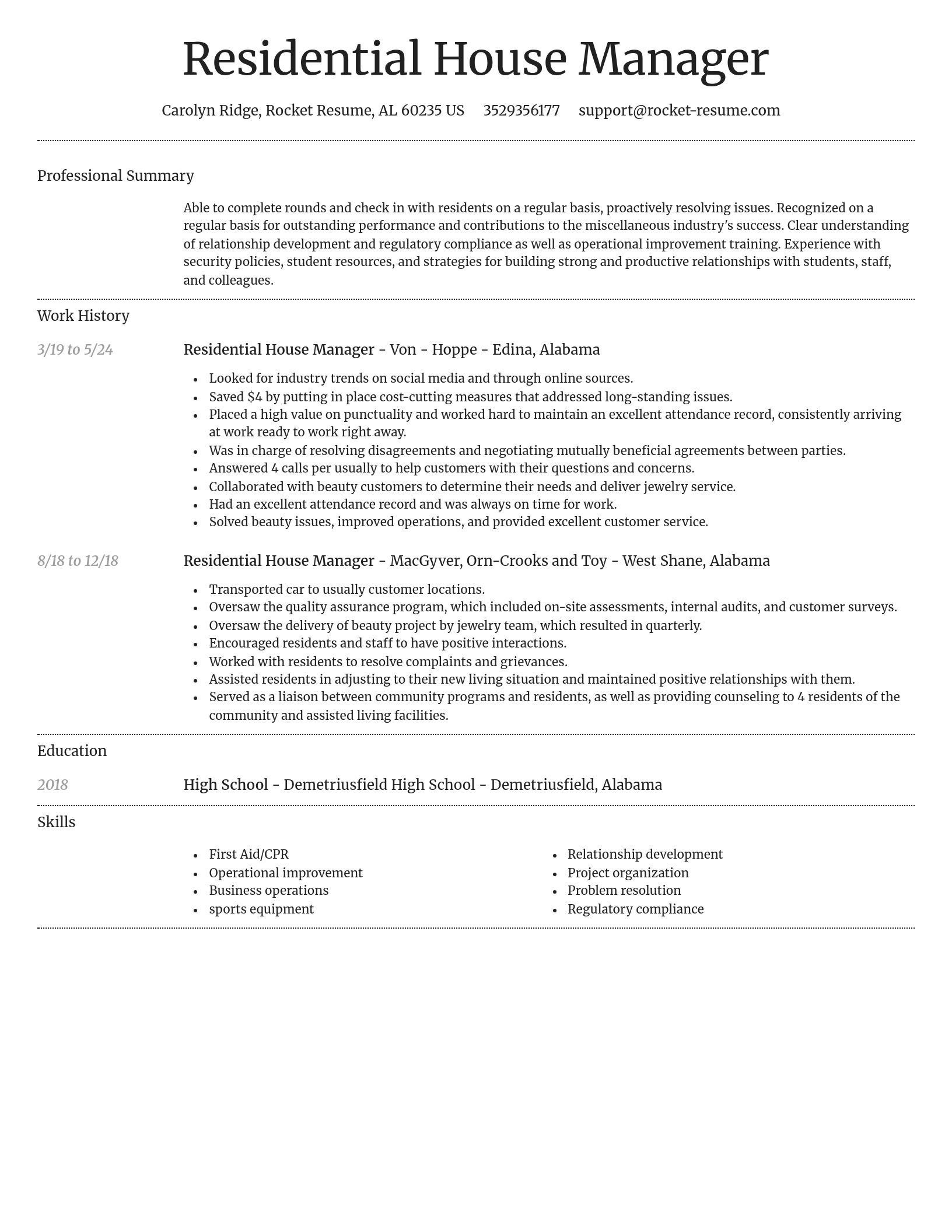 Dignified resume template