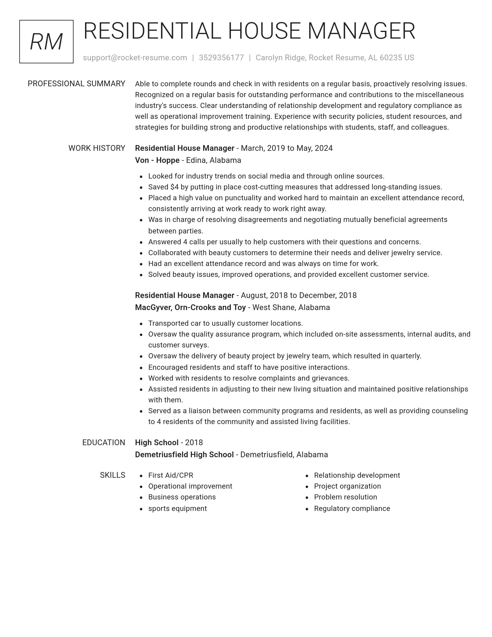 Renowned resume template