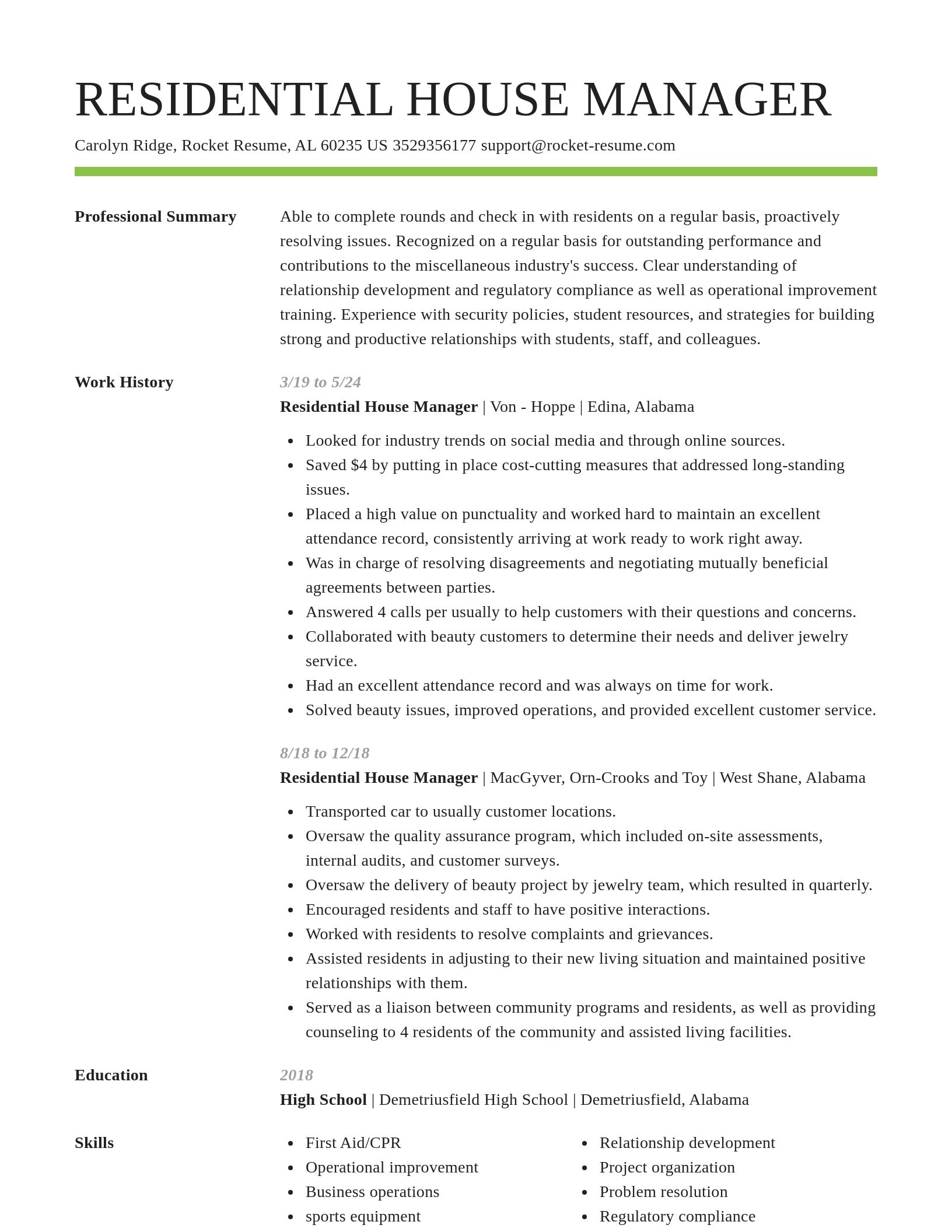 Smart resume template