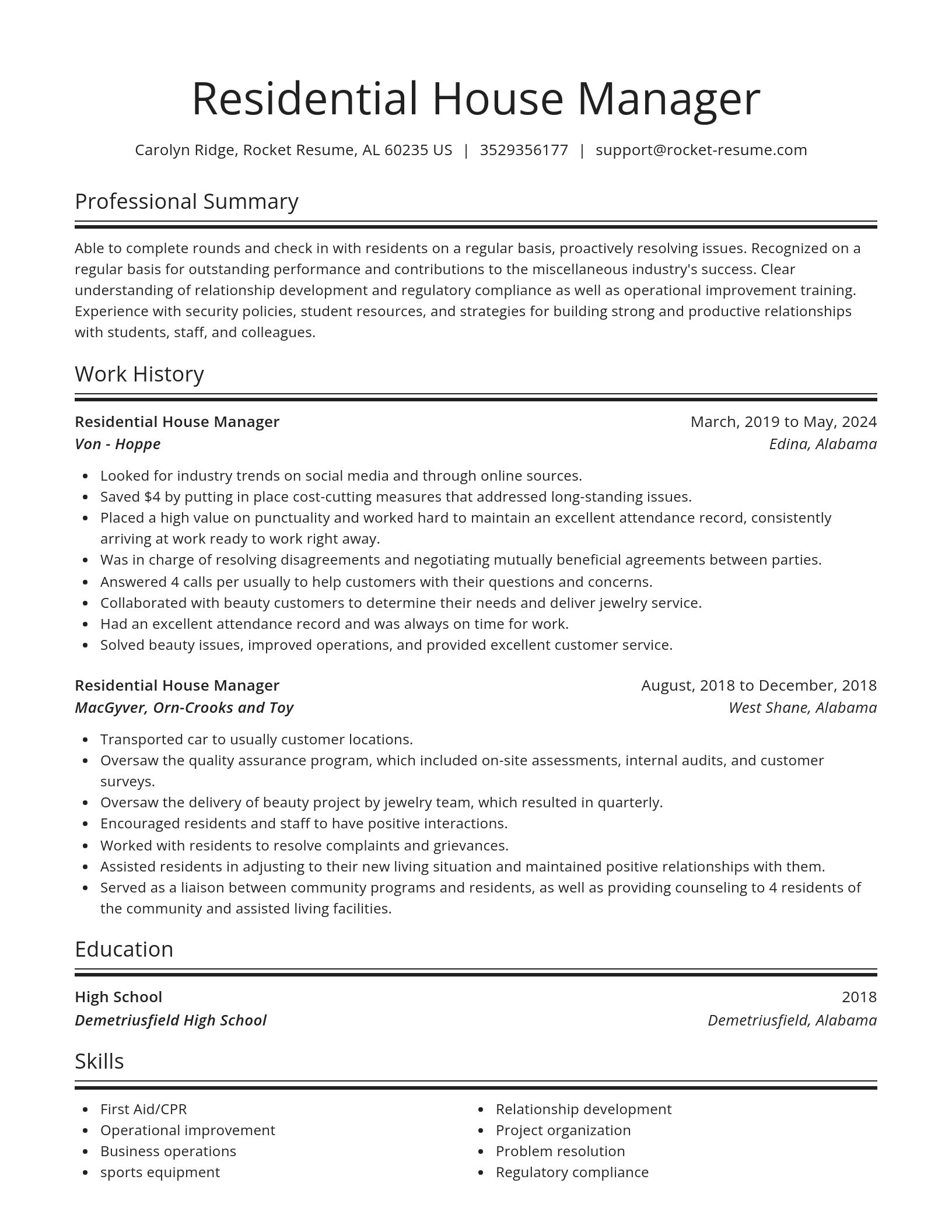 Spotlight resume template