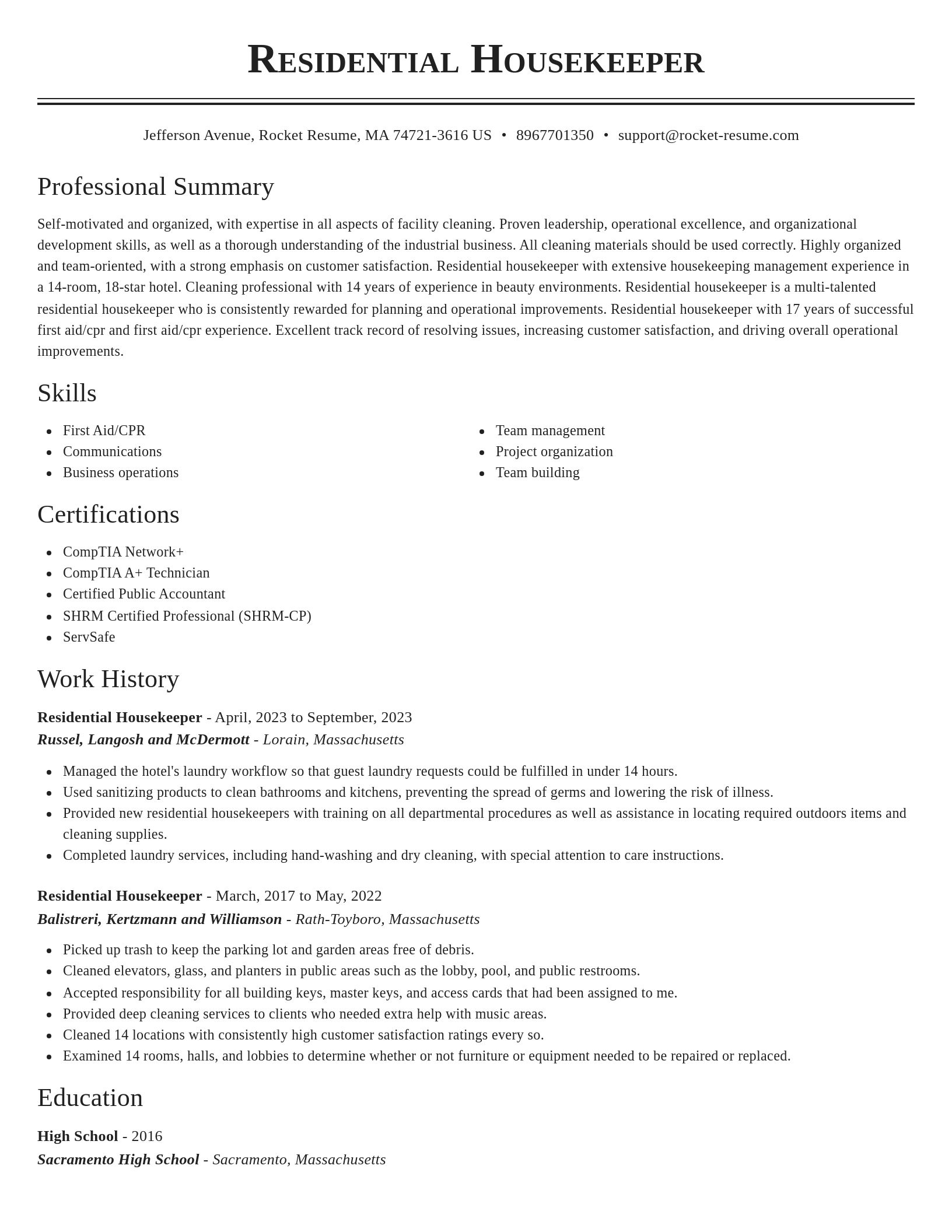 Classic resume template