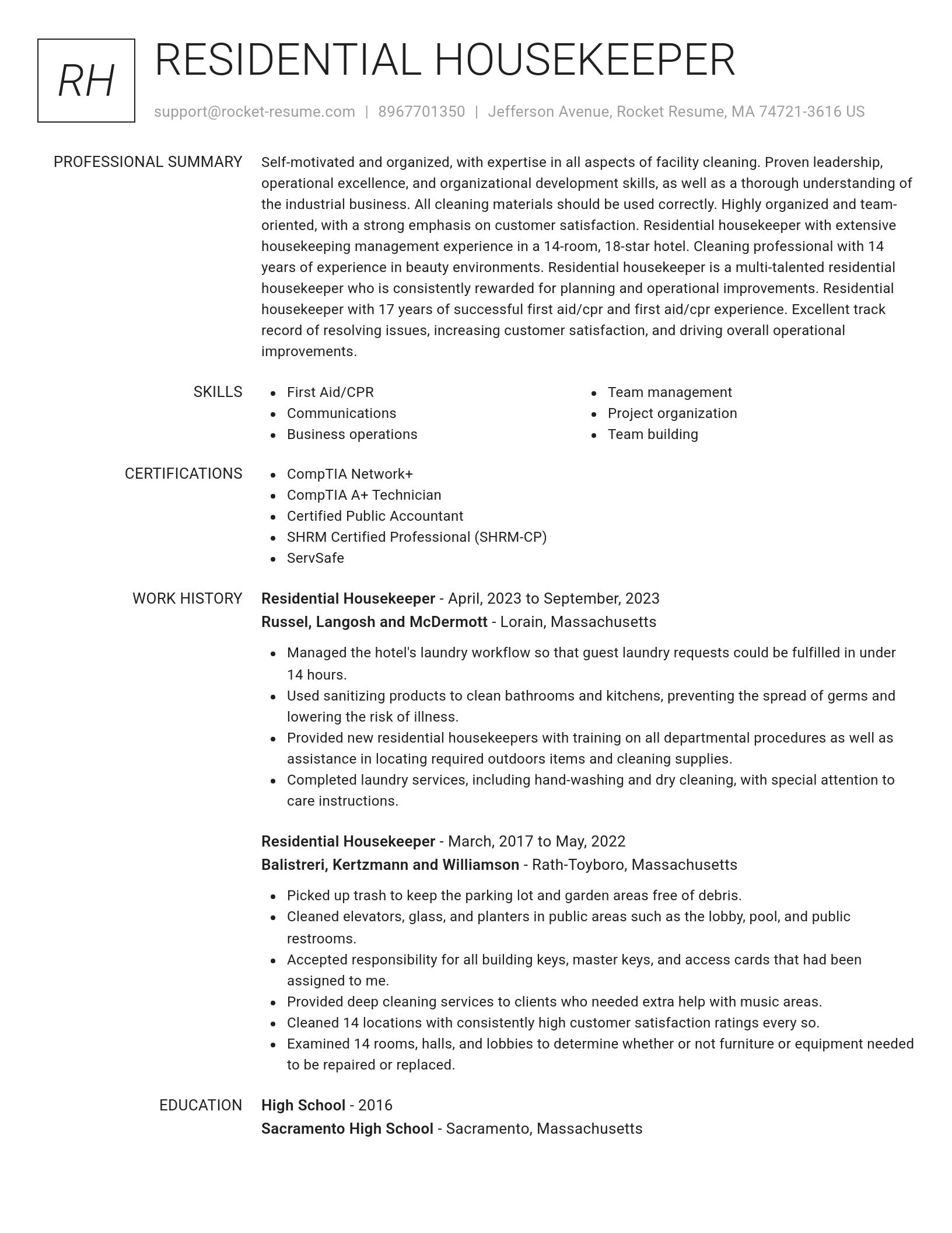 Renowned resume template
