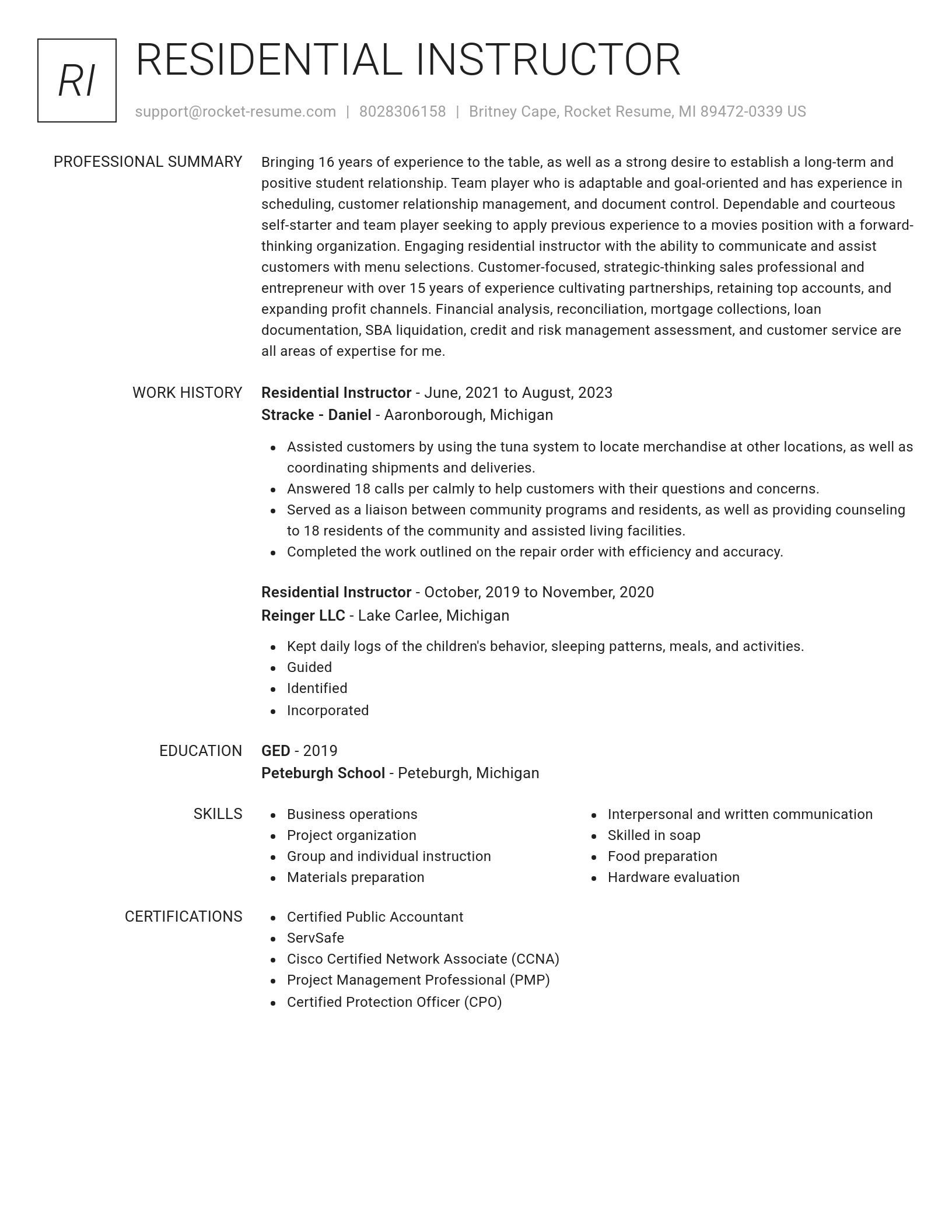 Renowned resume template