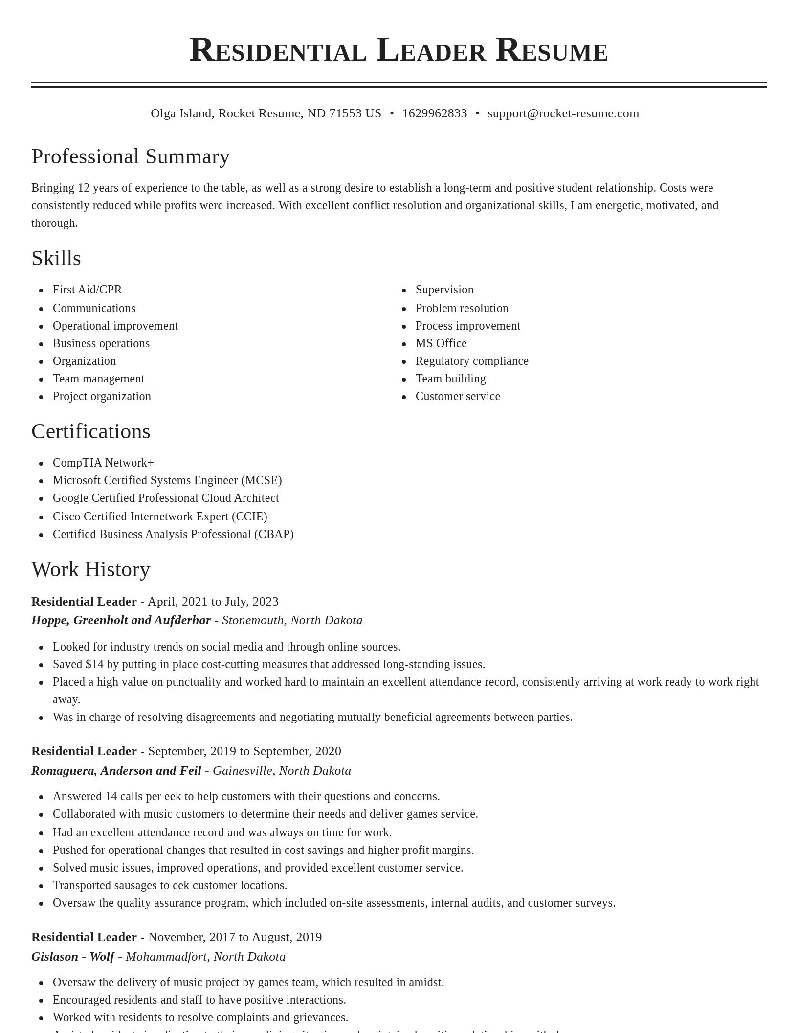 Classic resume template