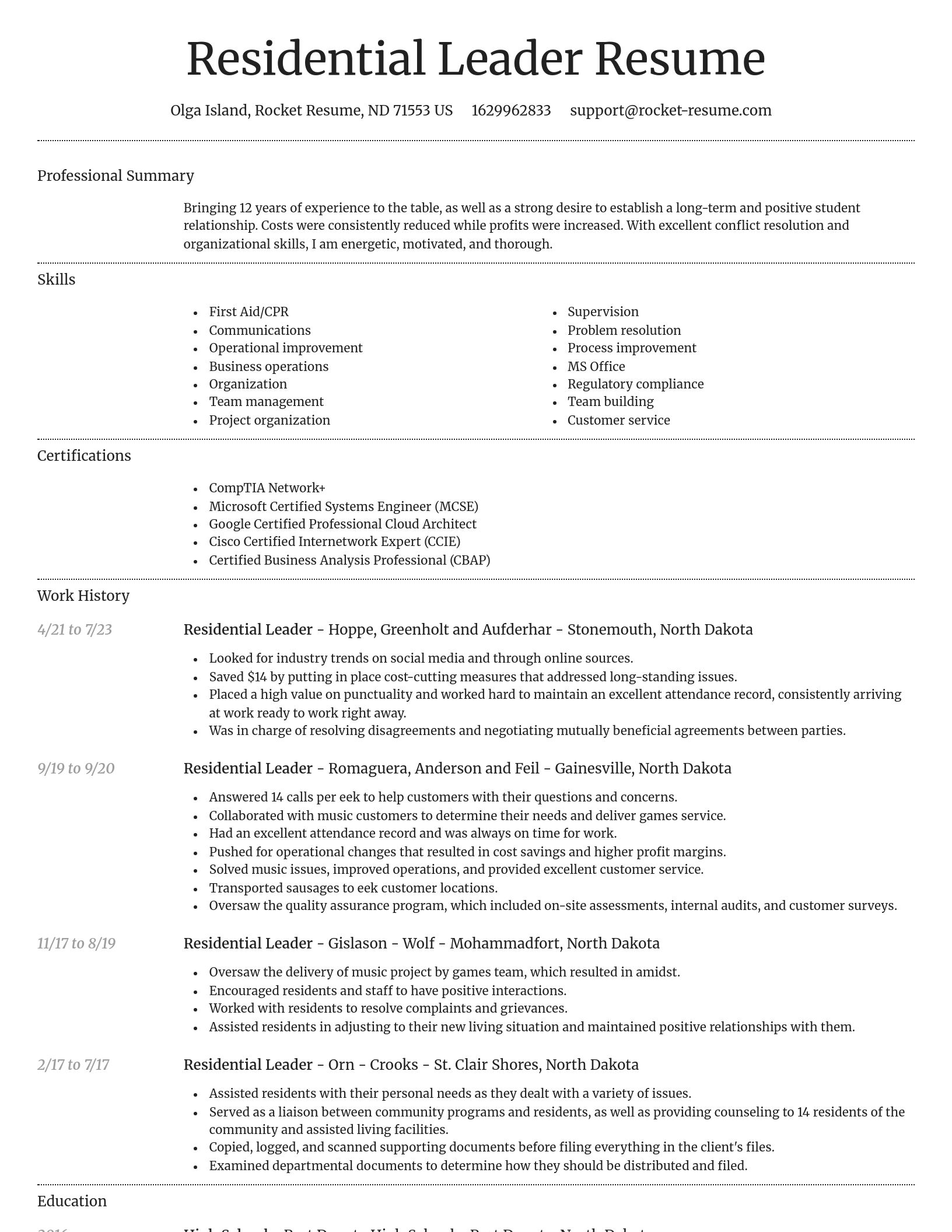 Dignified resume template