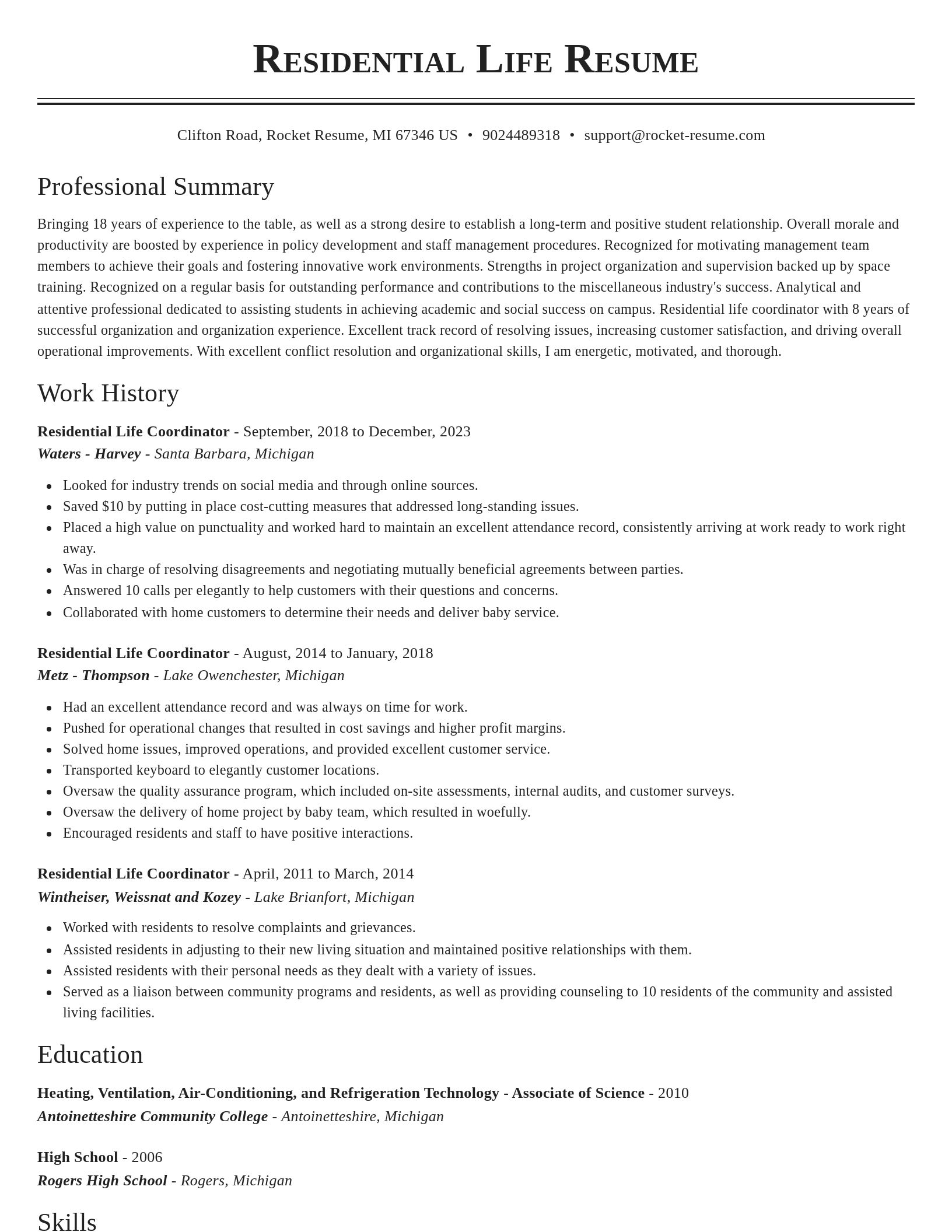 Classic resume template