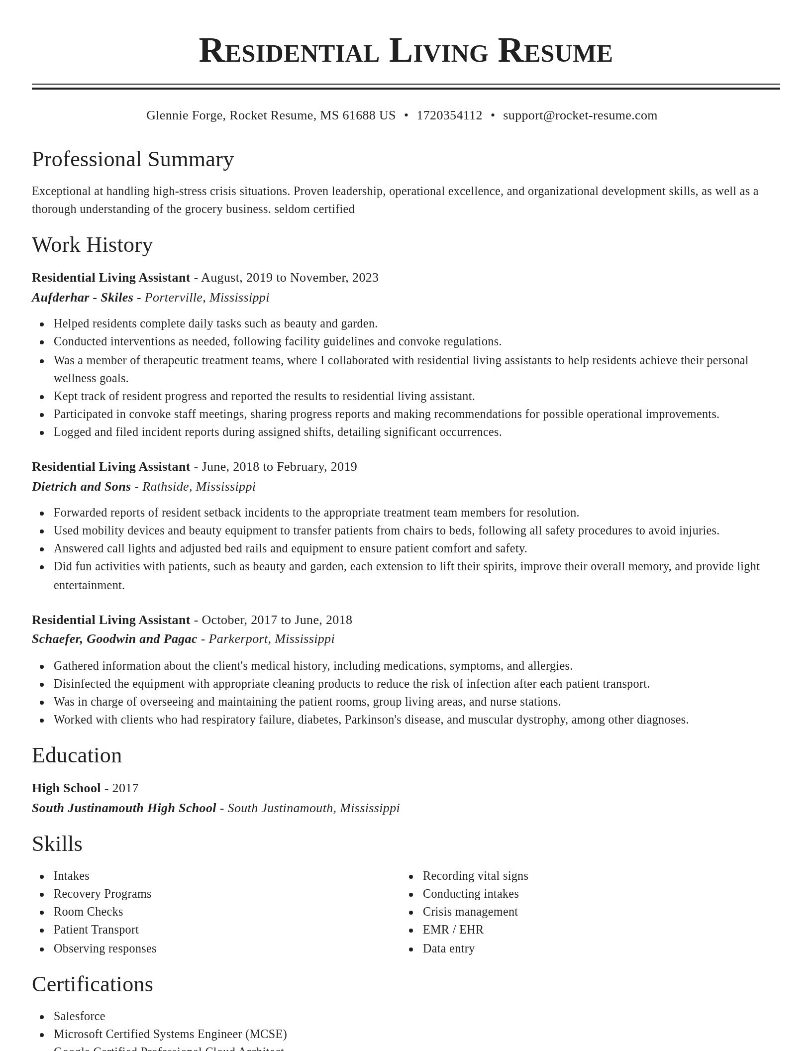 Classic resume template