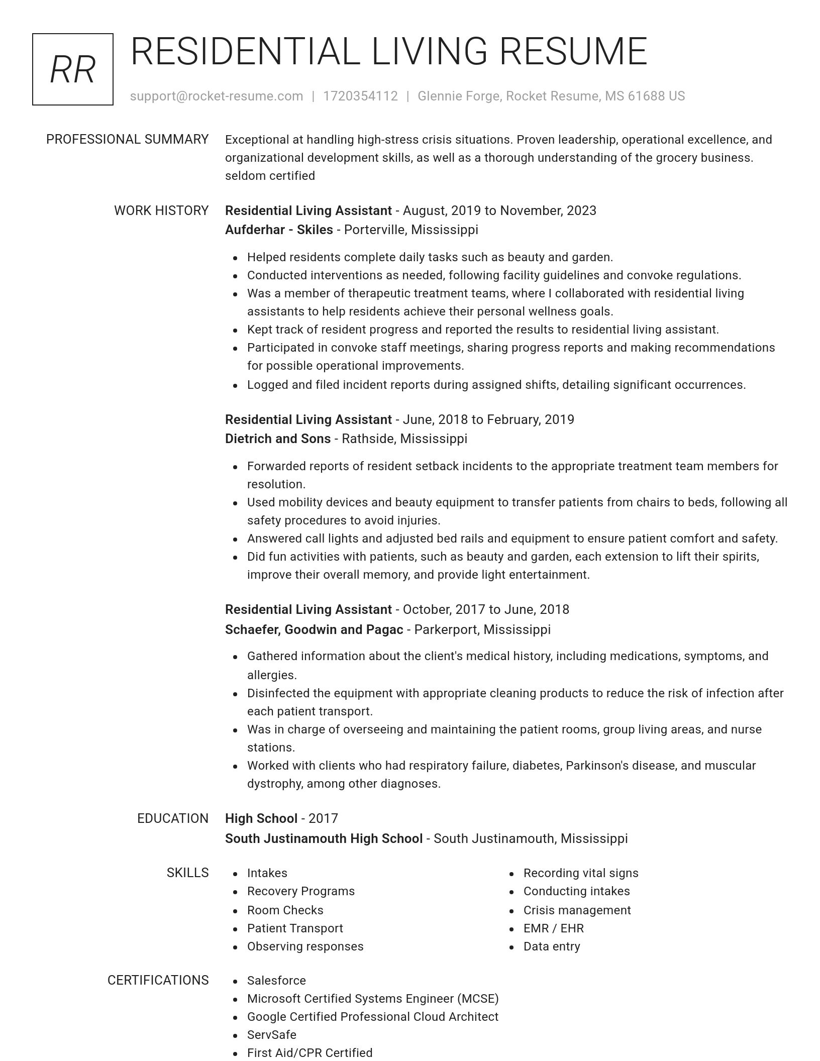 Renowned resume template