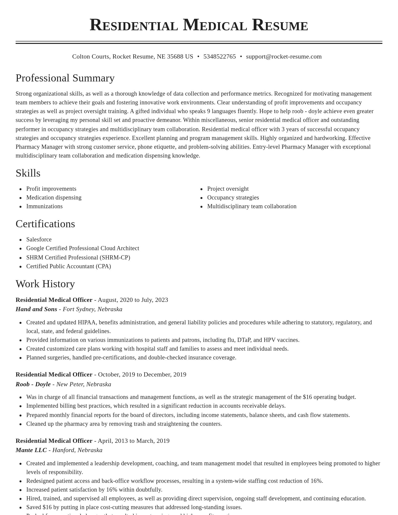 Classic resume template