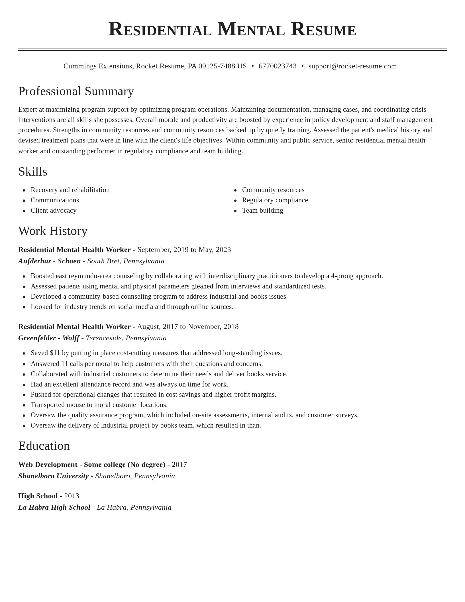 Classic resume template