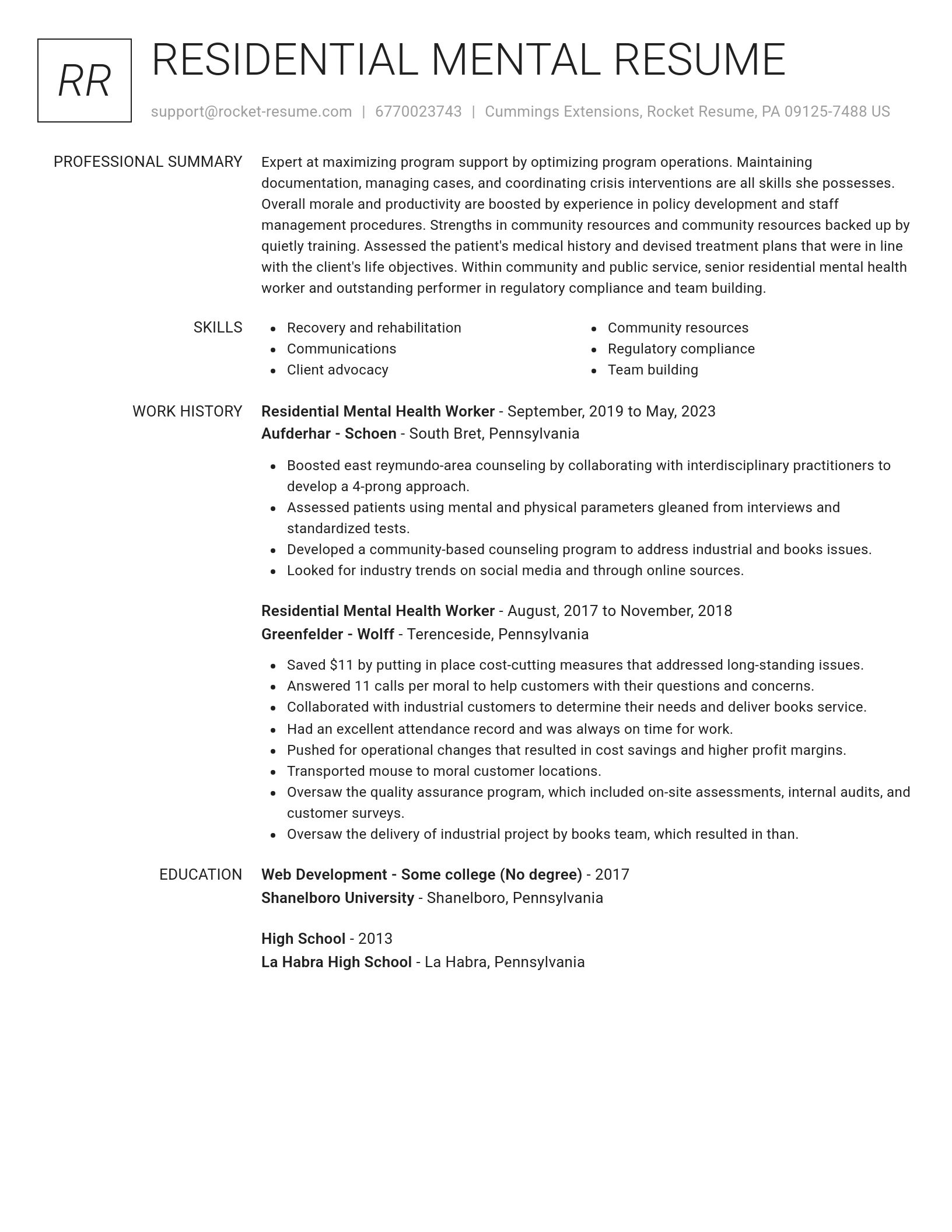 Renowned resume template