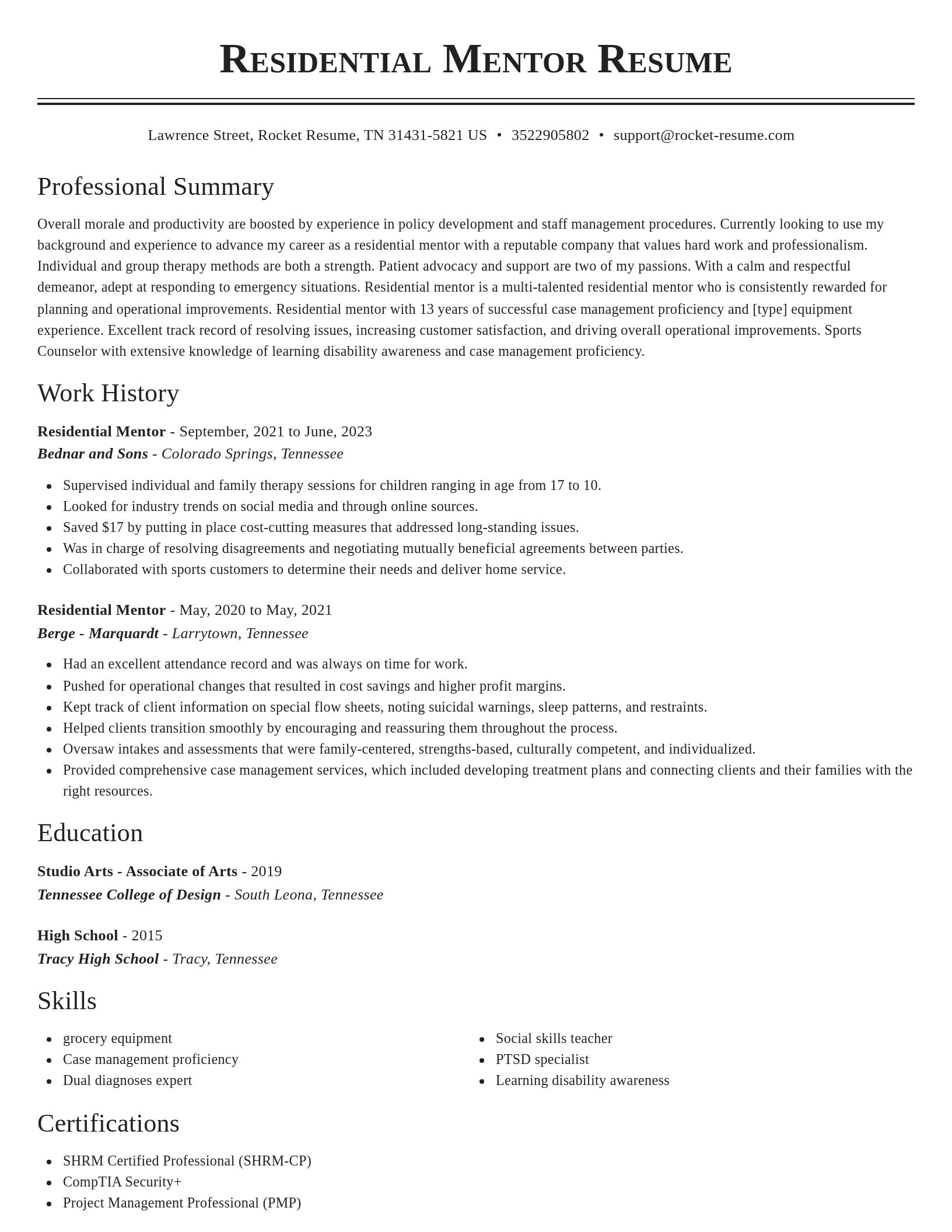 Classic resume template