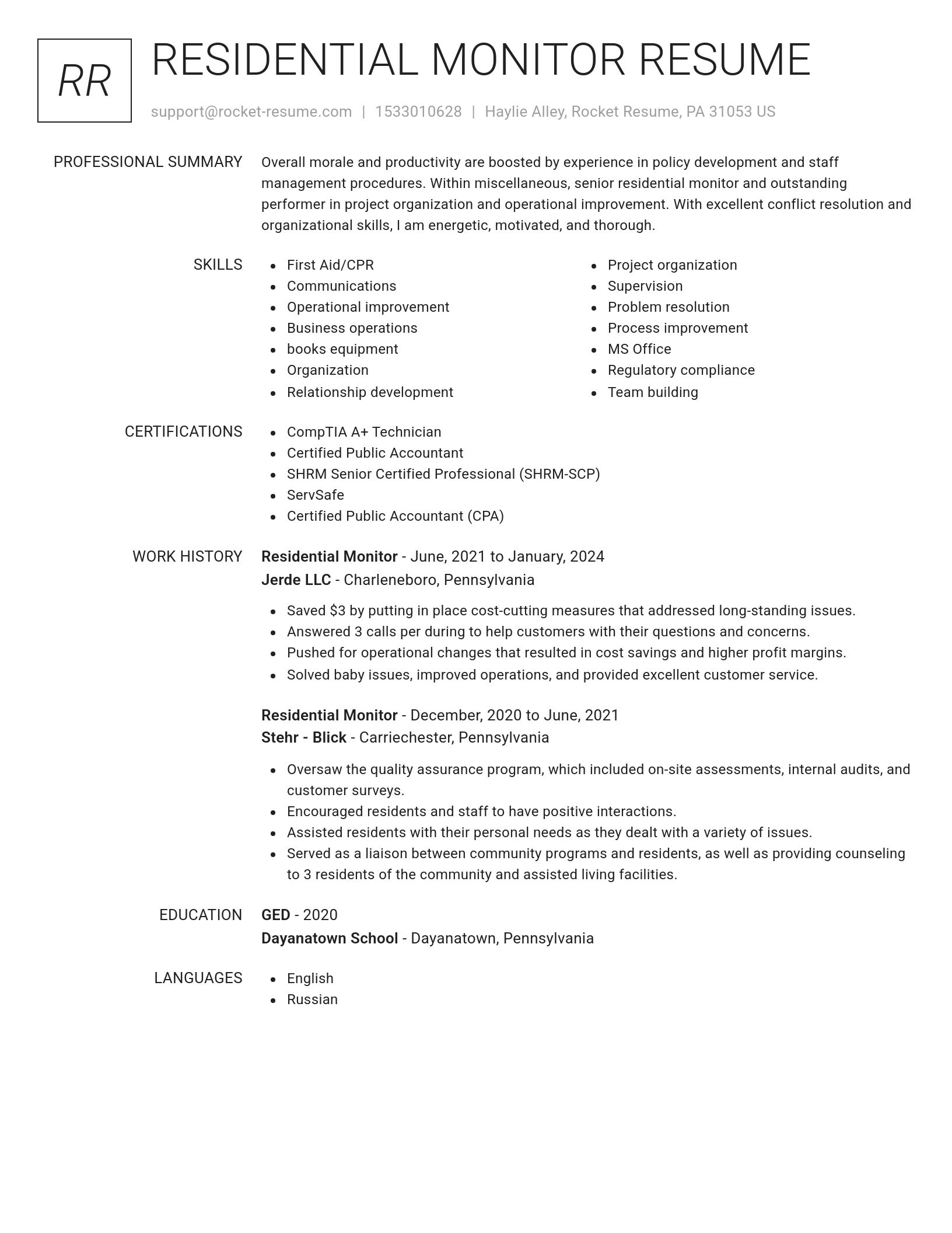 Renowned resume template