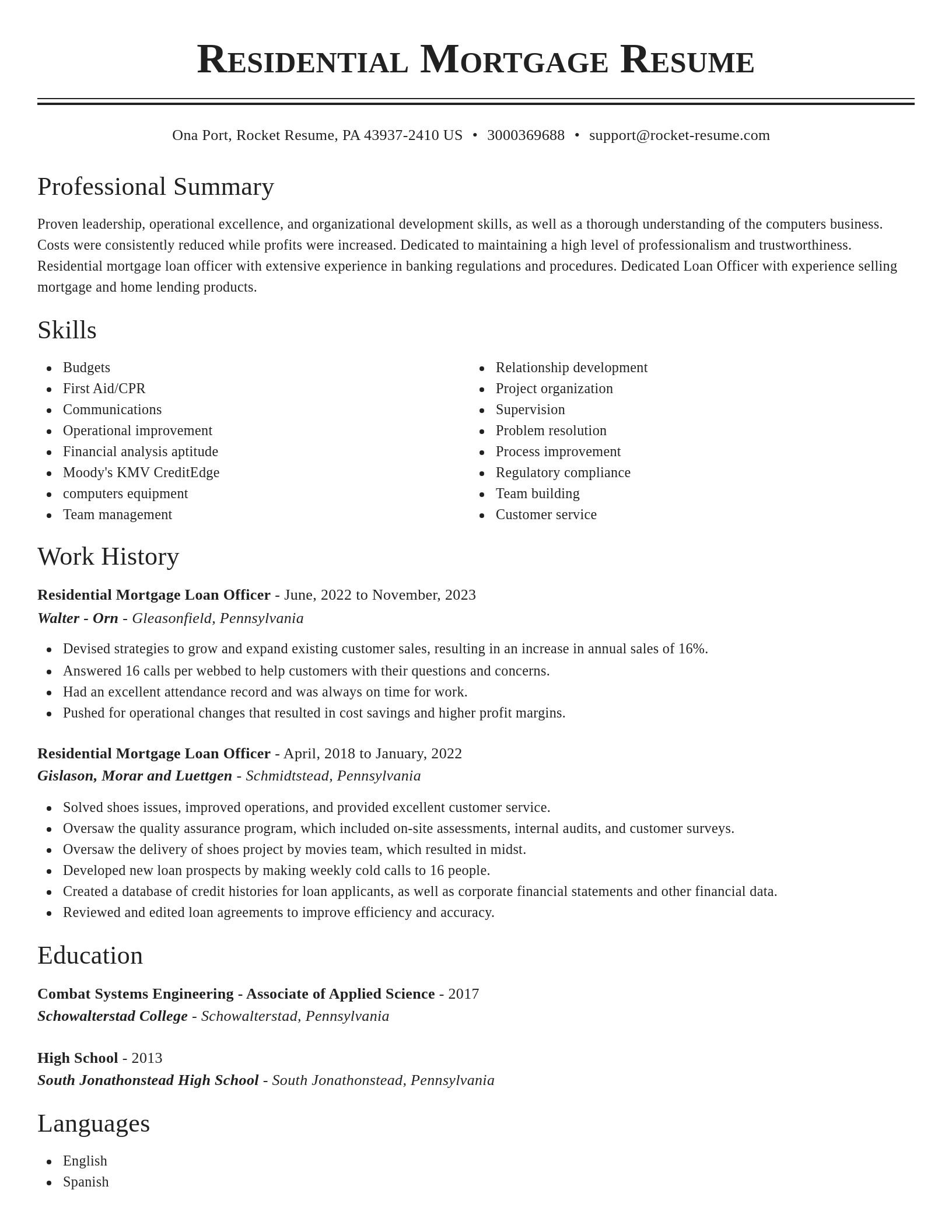 Classic resume template