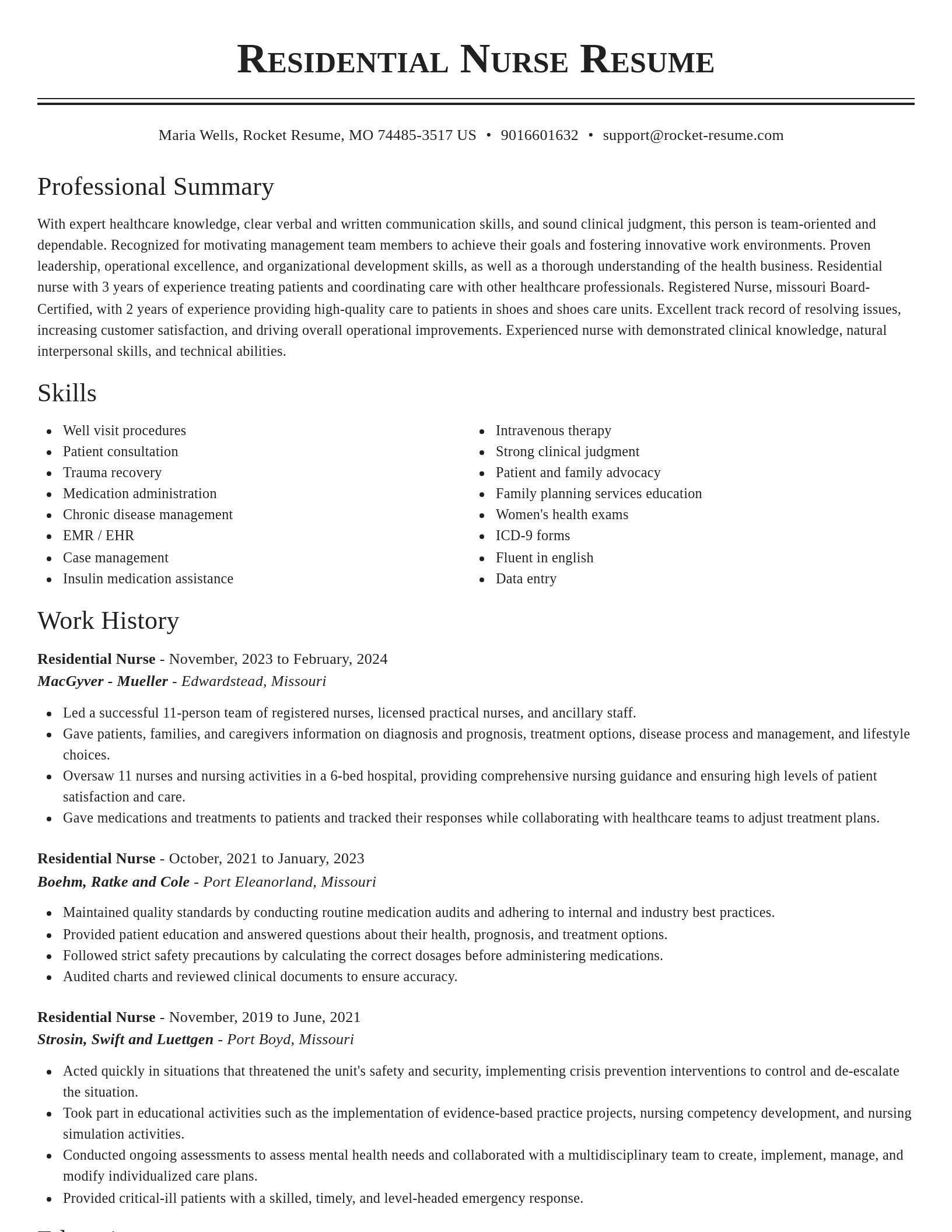 Classic resume template