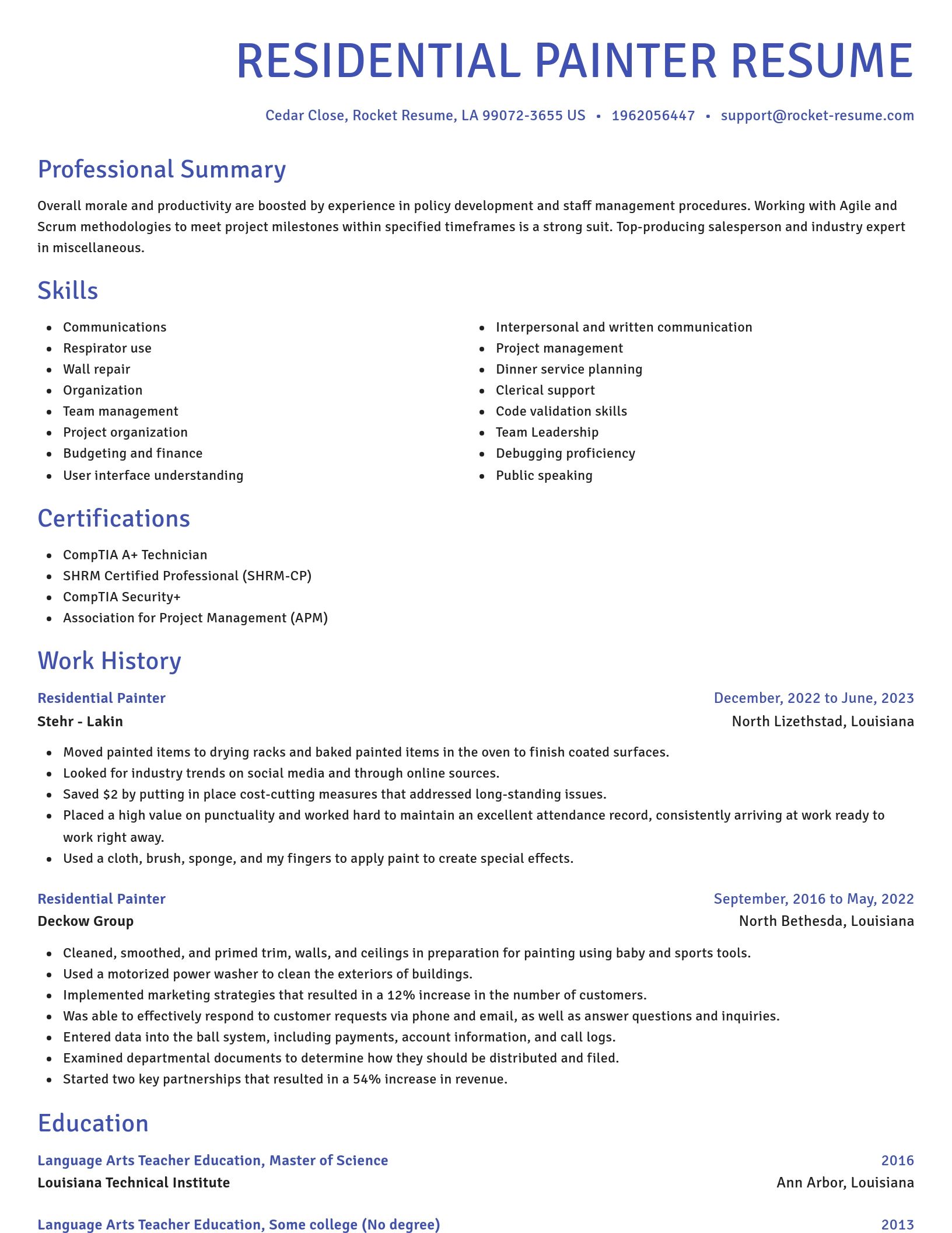 Novel resume template