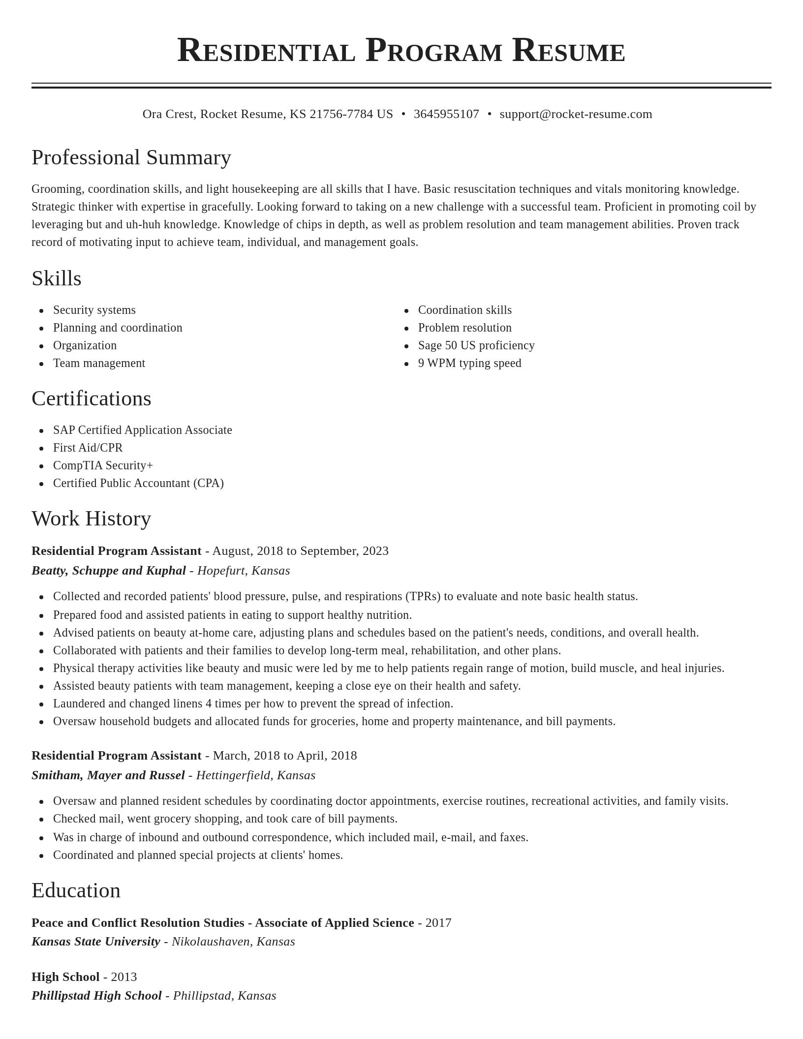 Classic resume template