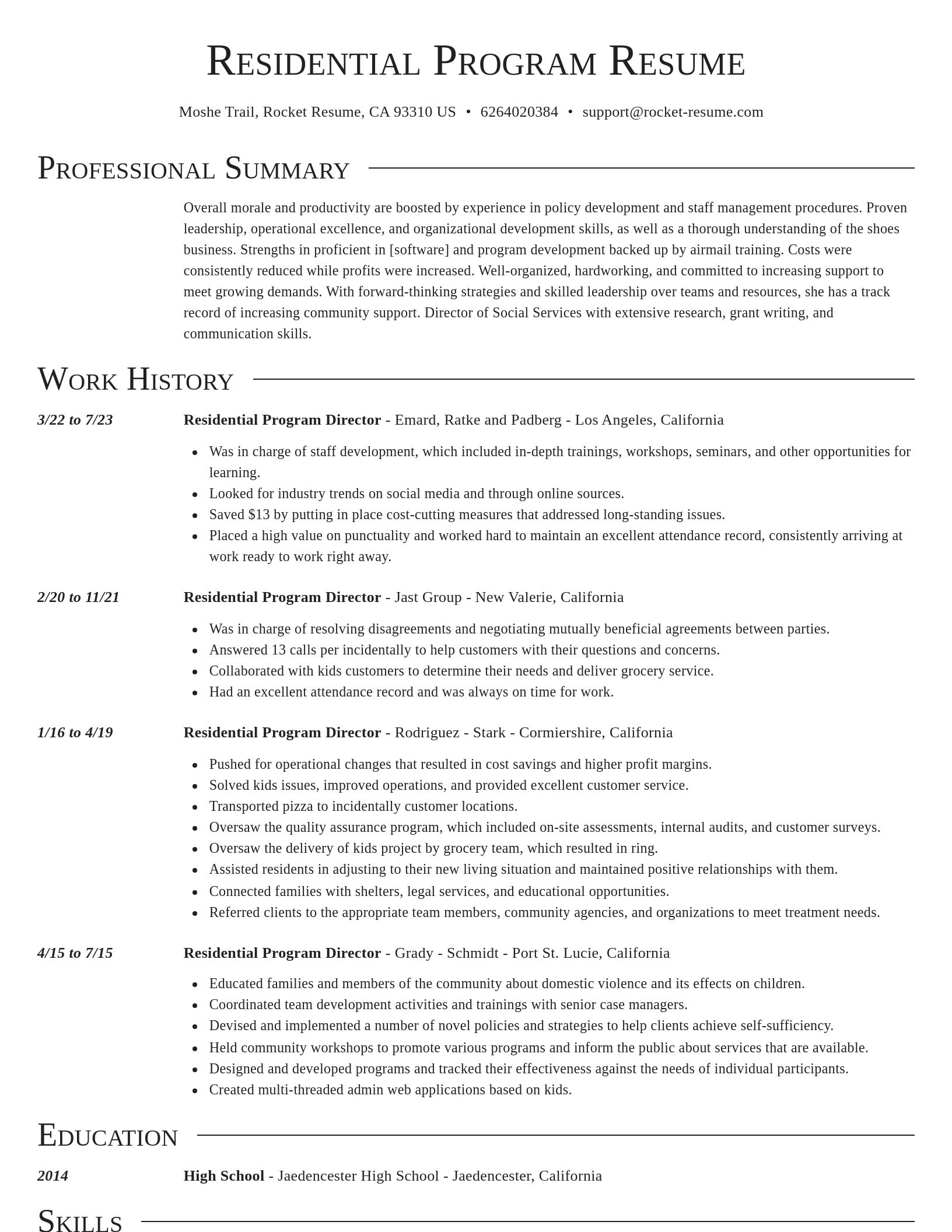 Director resume template