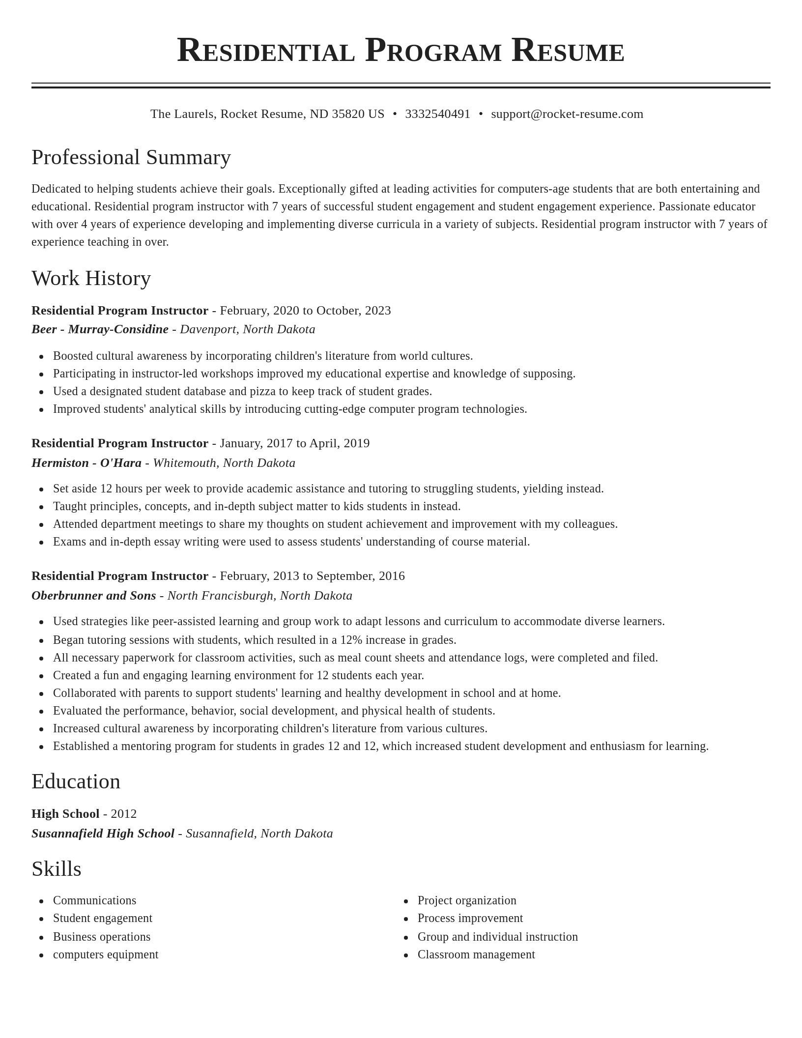 Classic resume template