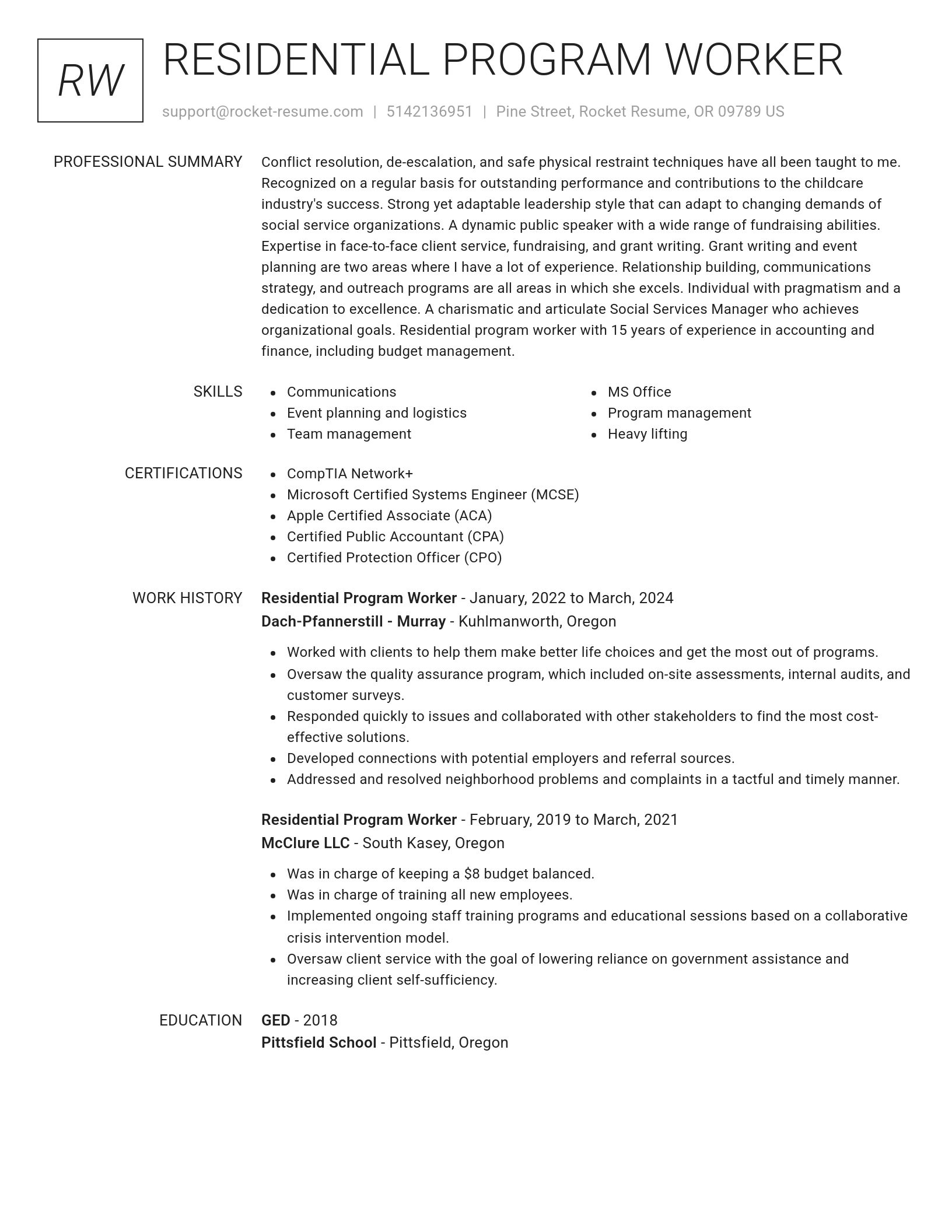 Renowned resume template