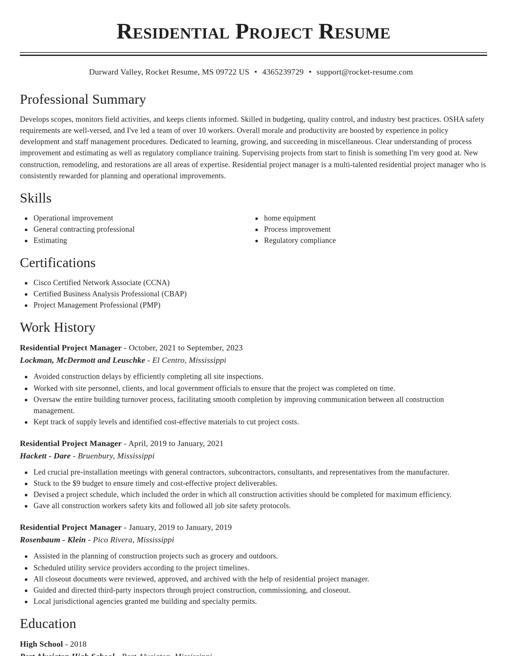 Classic resume template