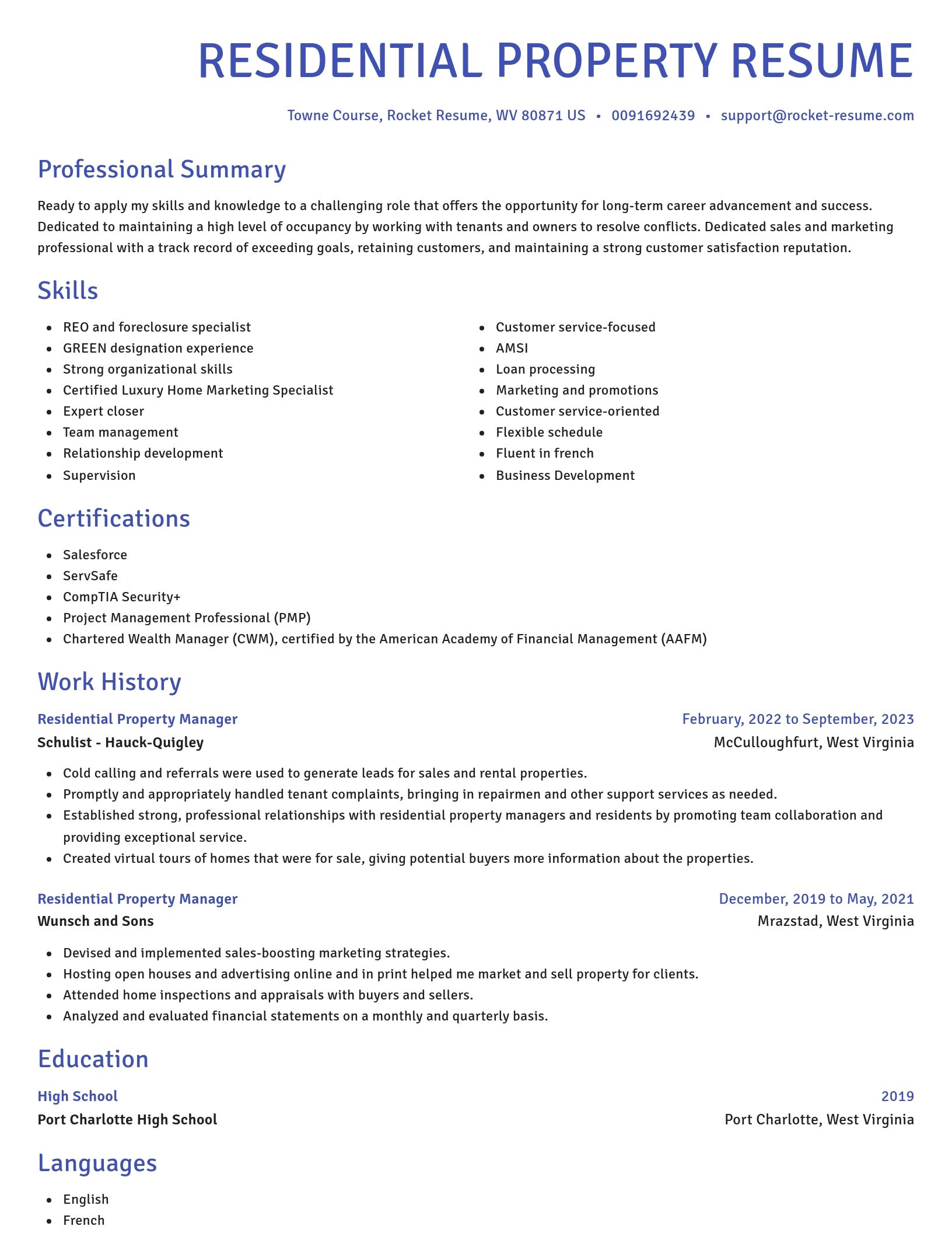 Novel resume template