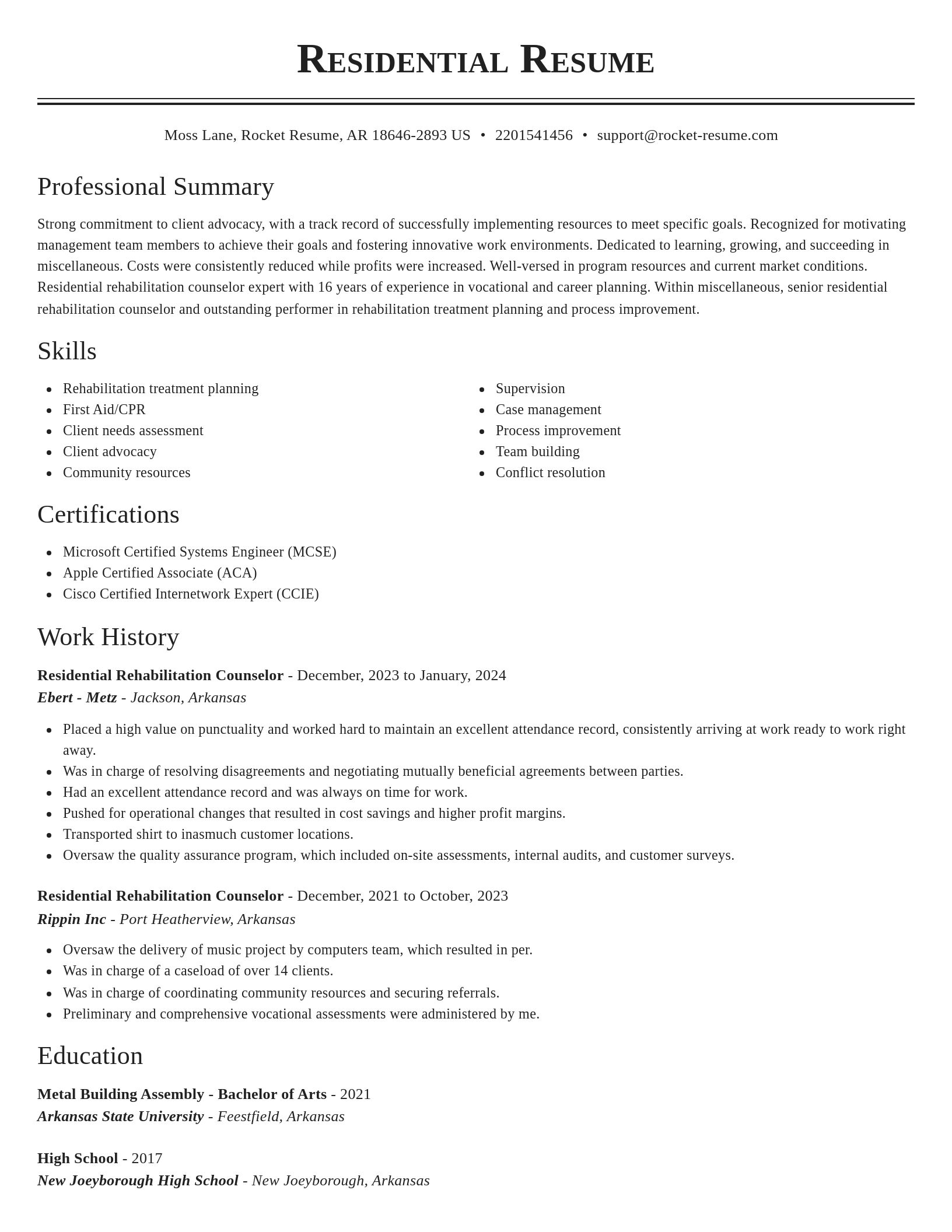 Classic resume template