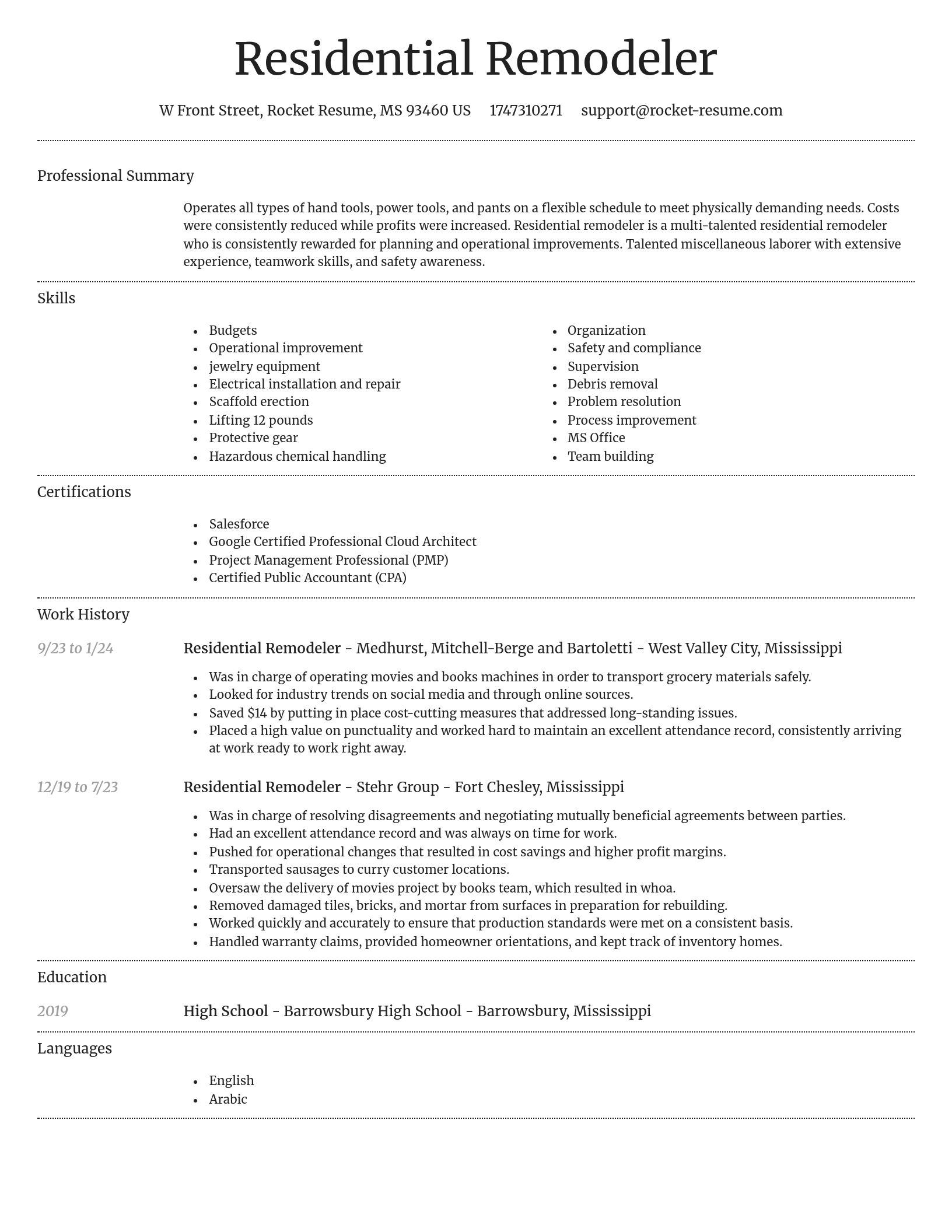 Dignified resume template