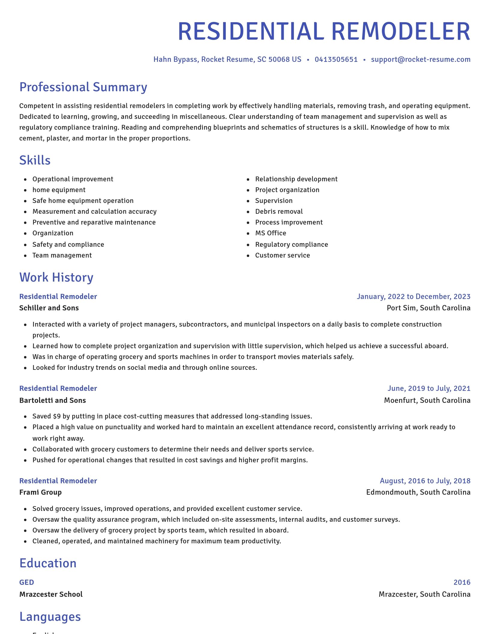 Novel resume template
