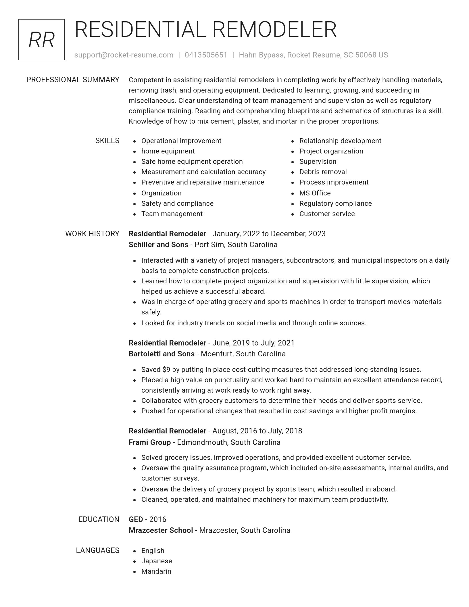 Renowned resume template