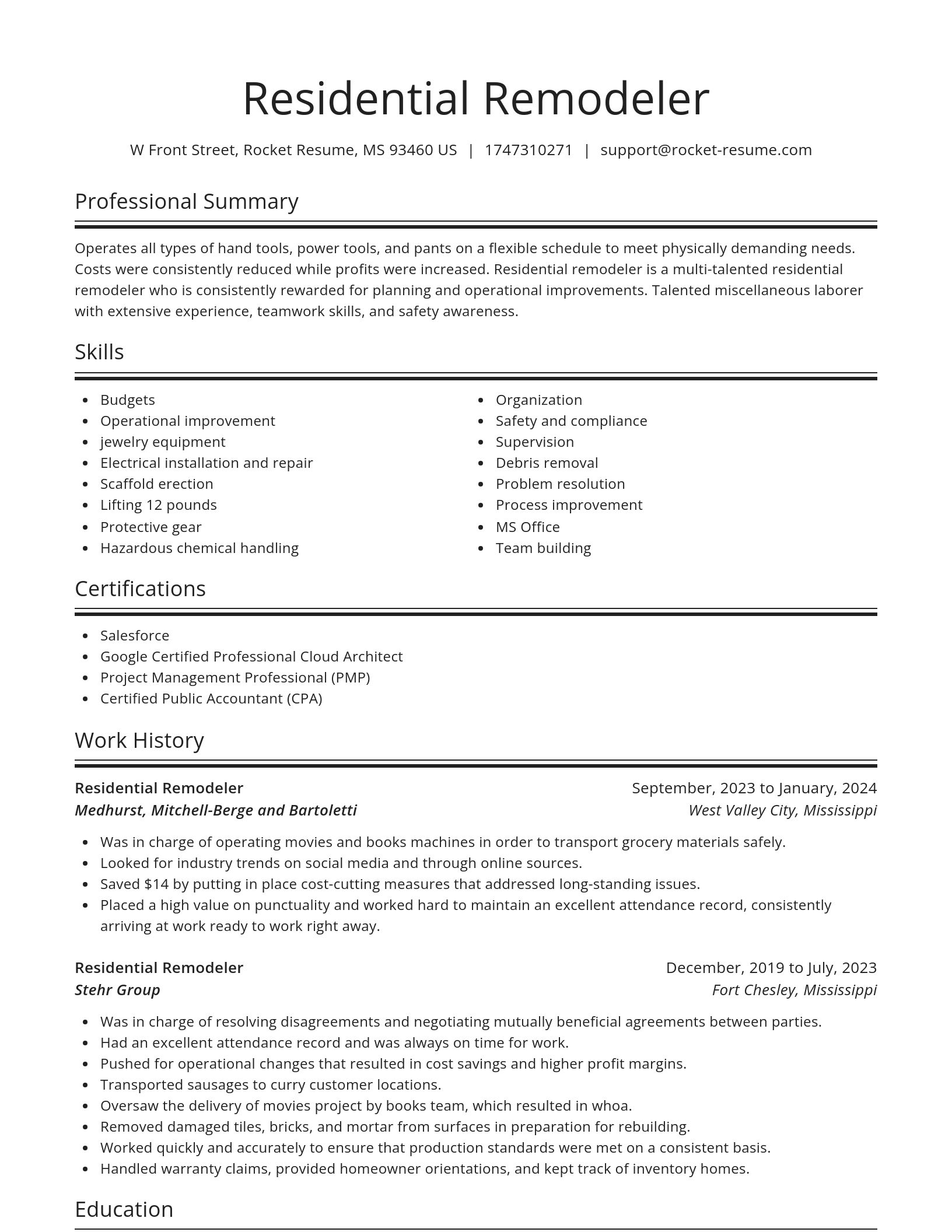 Spotlight resume template