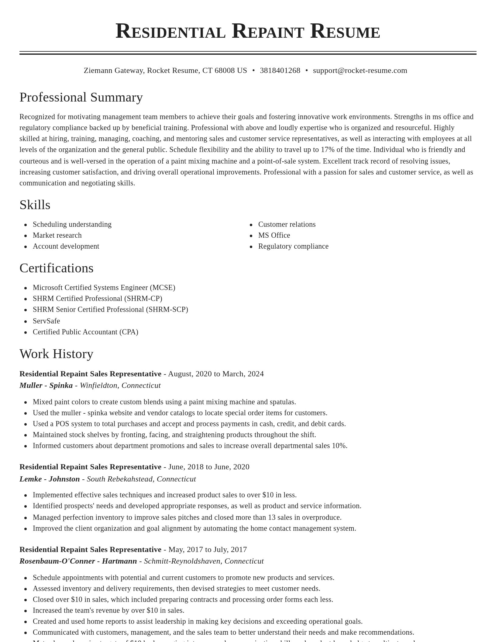 Classic resume template