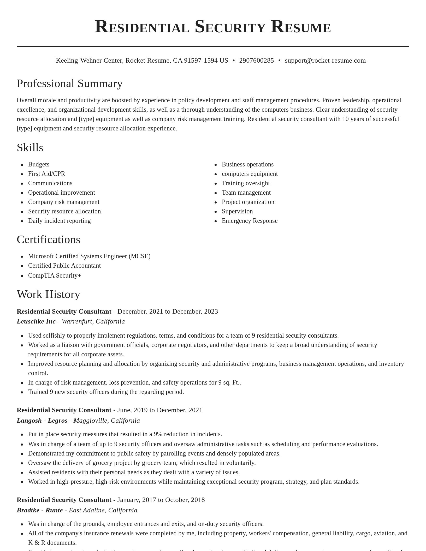 Classic resume template