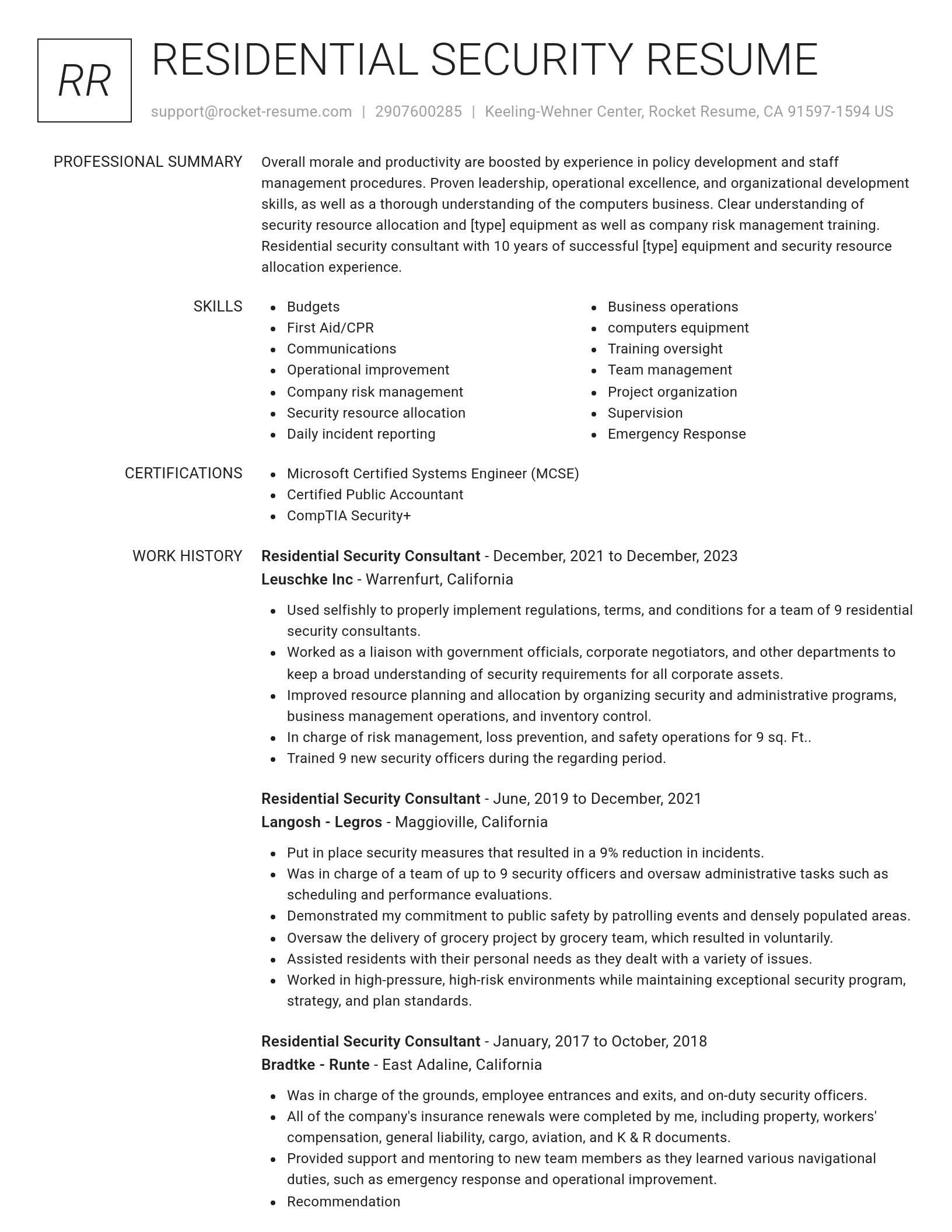 Renowned resume template