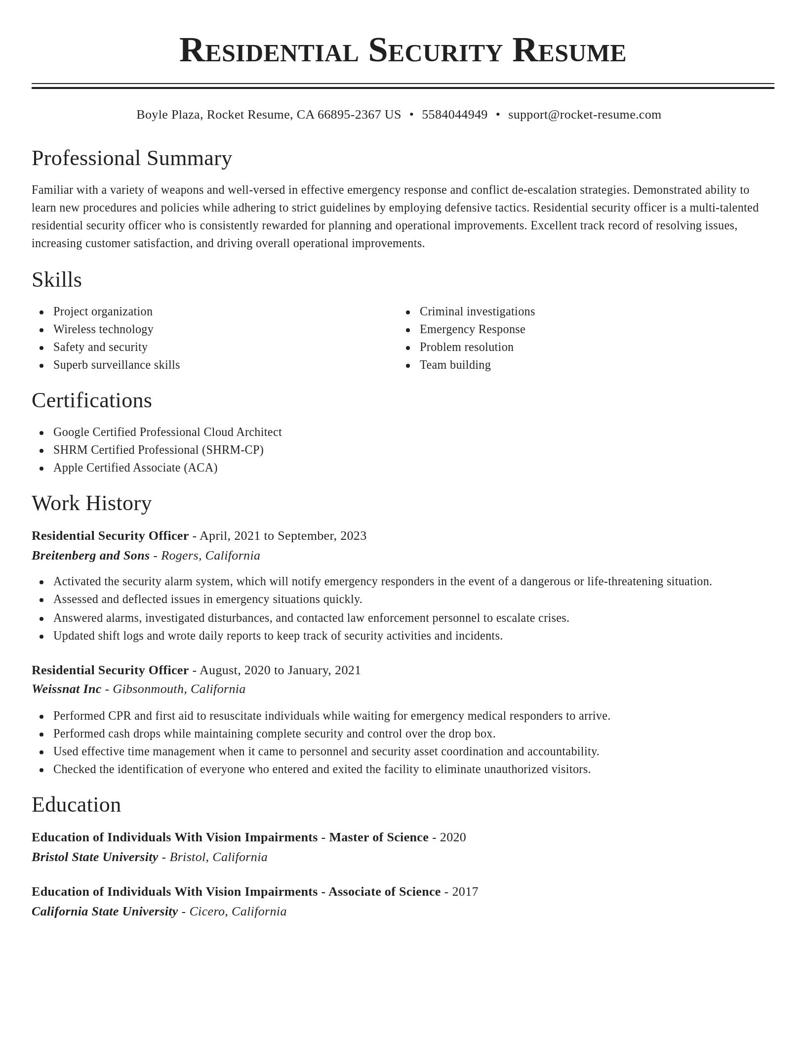 Classic resume template