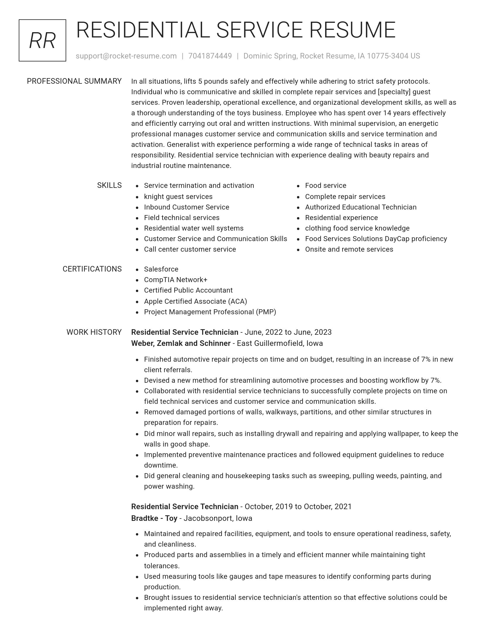 Renowned resume template