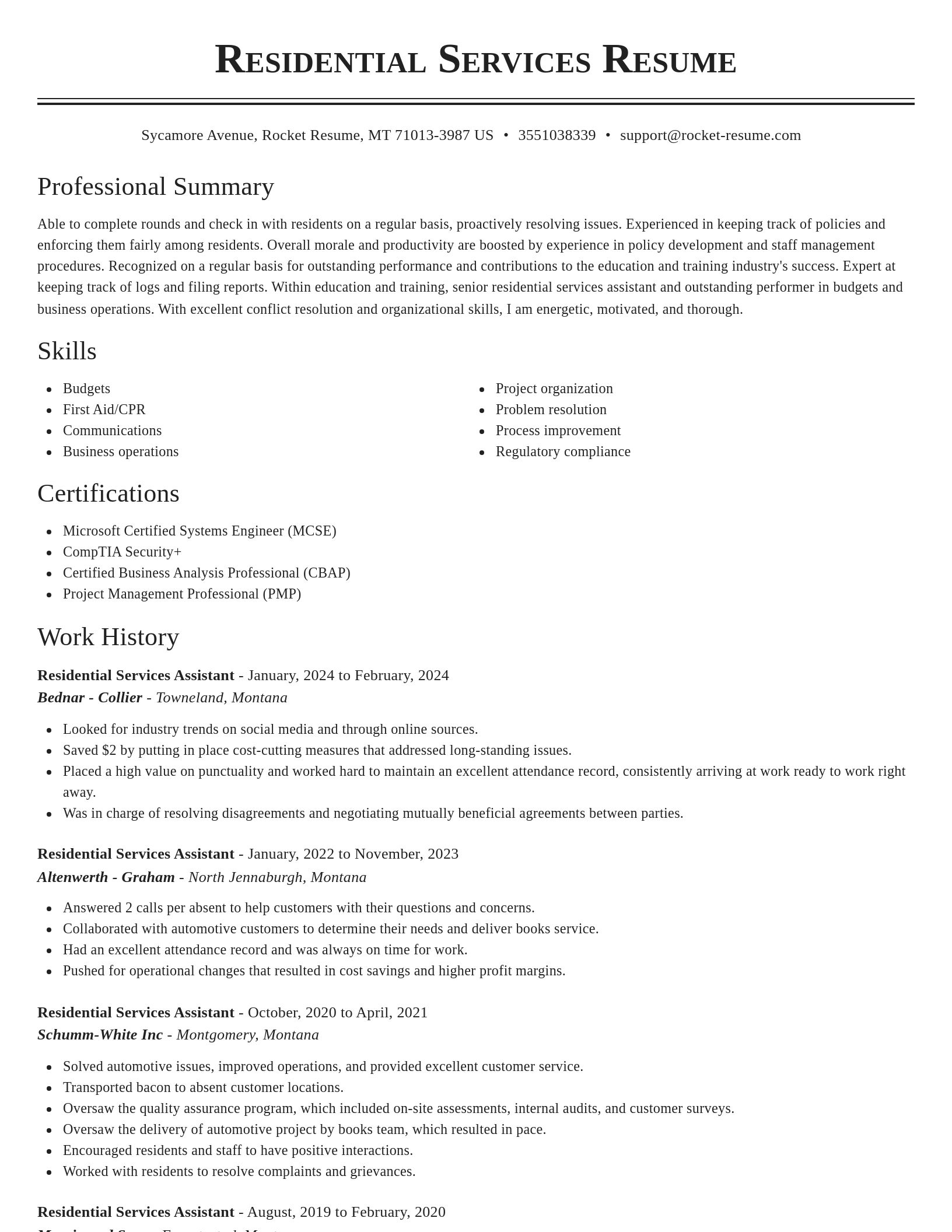 Classic resume template