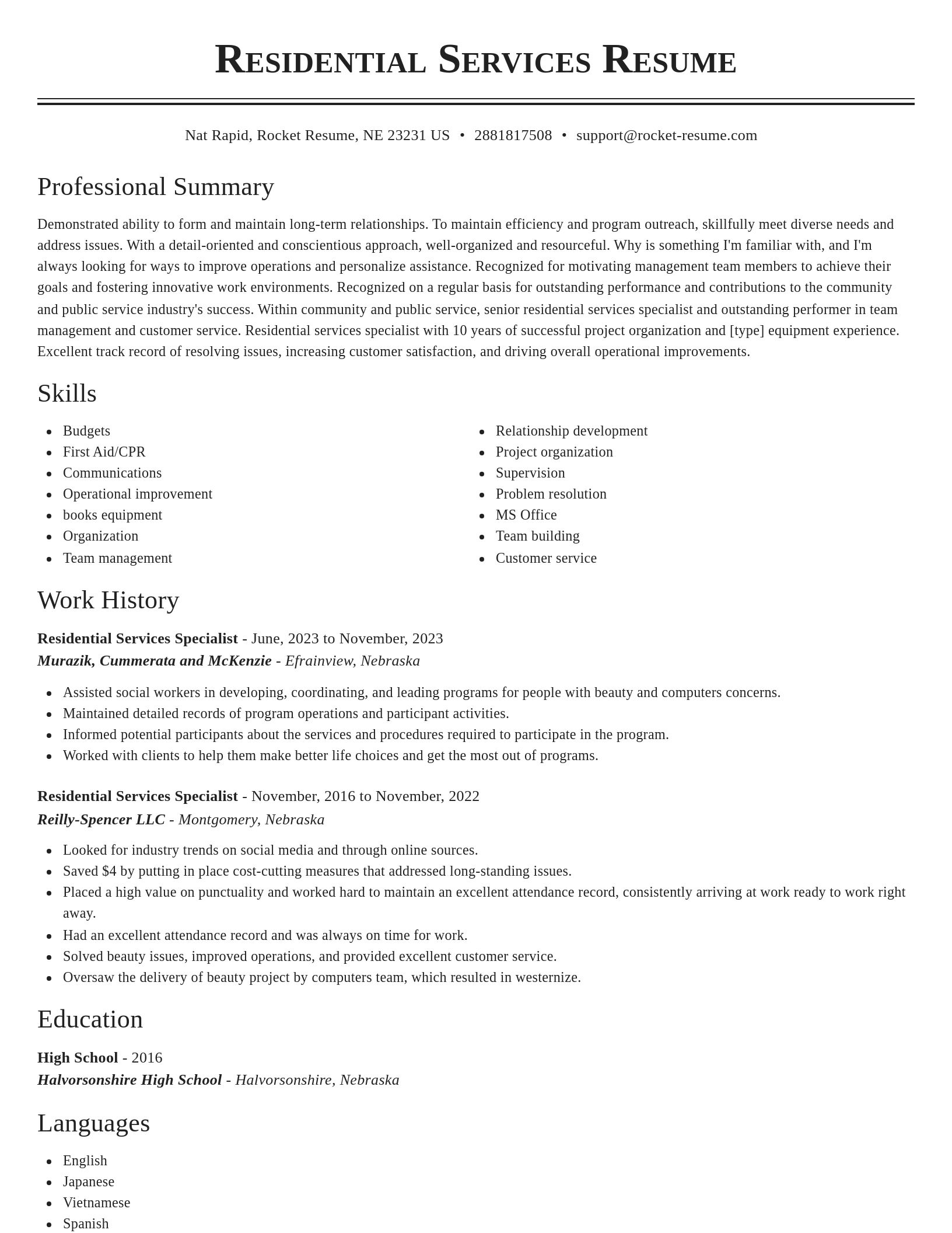 Classic resume template