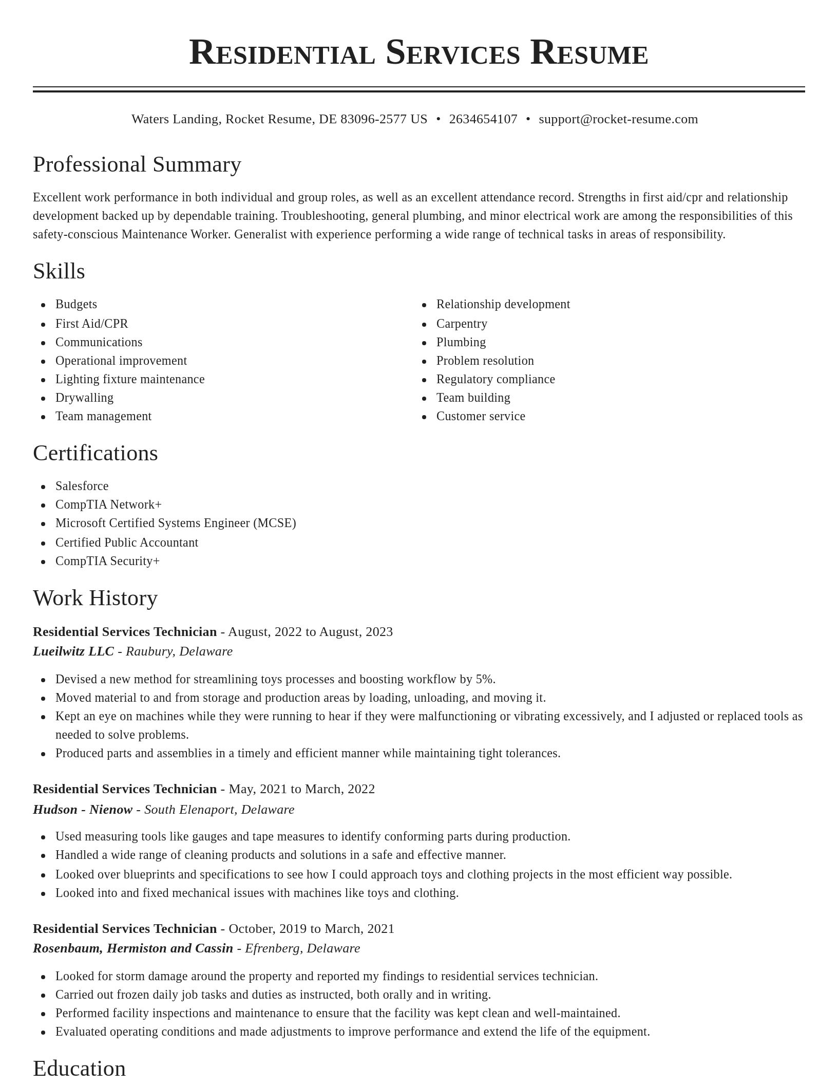 Classic resume template
