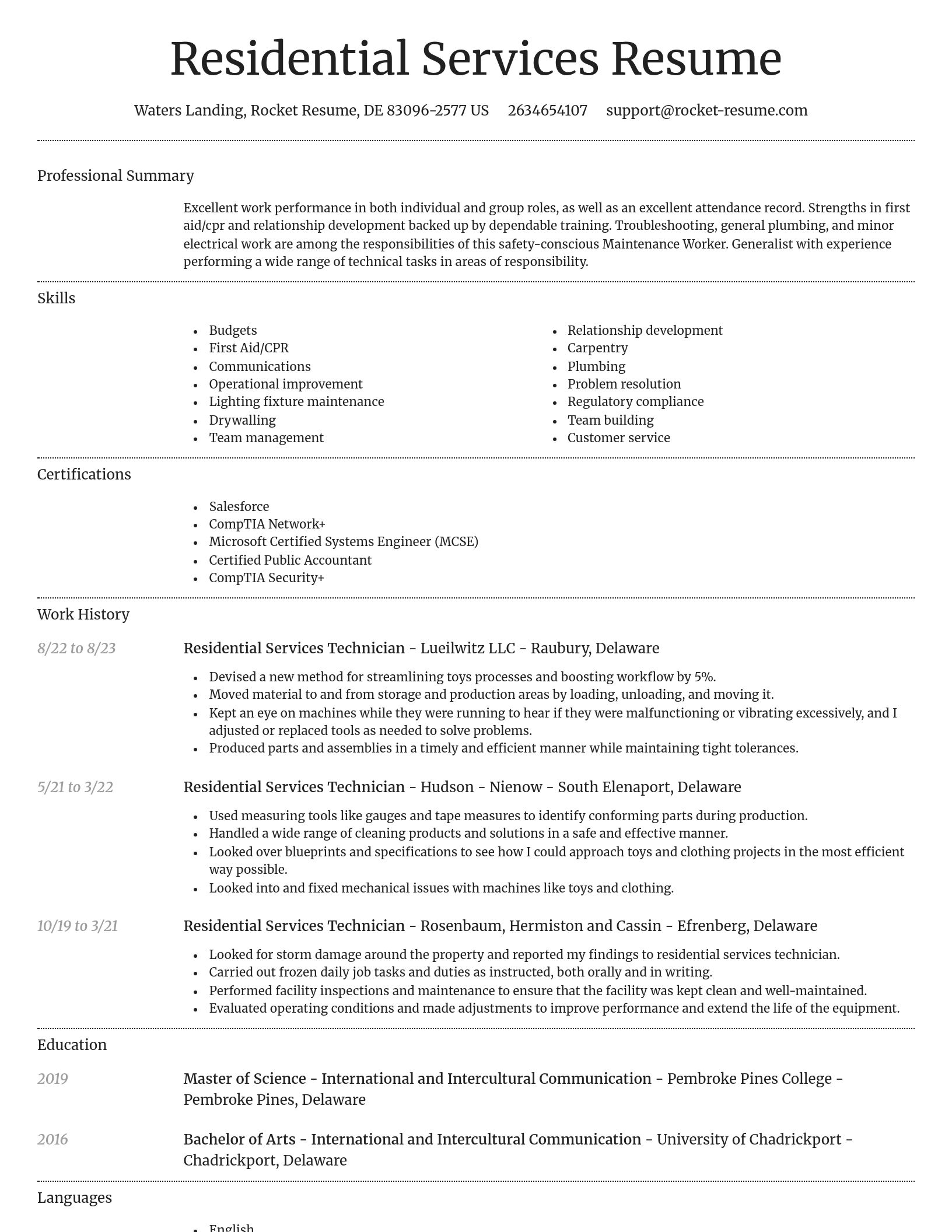 Dignified resume template