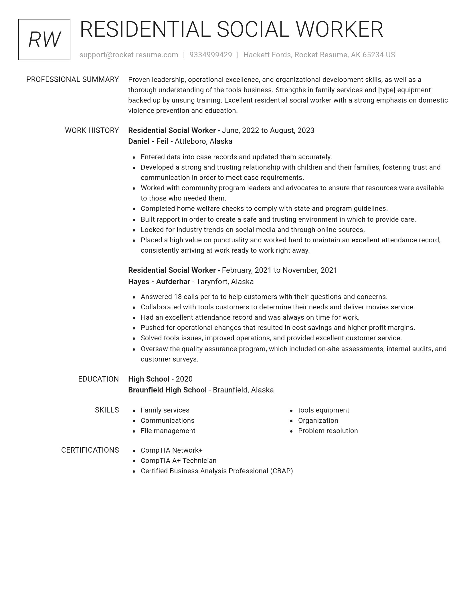 Renowned resume template
