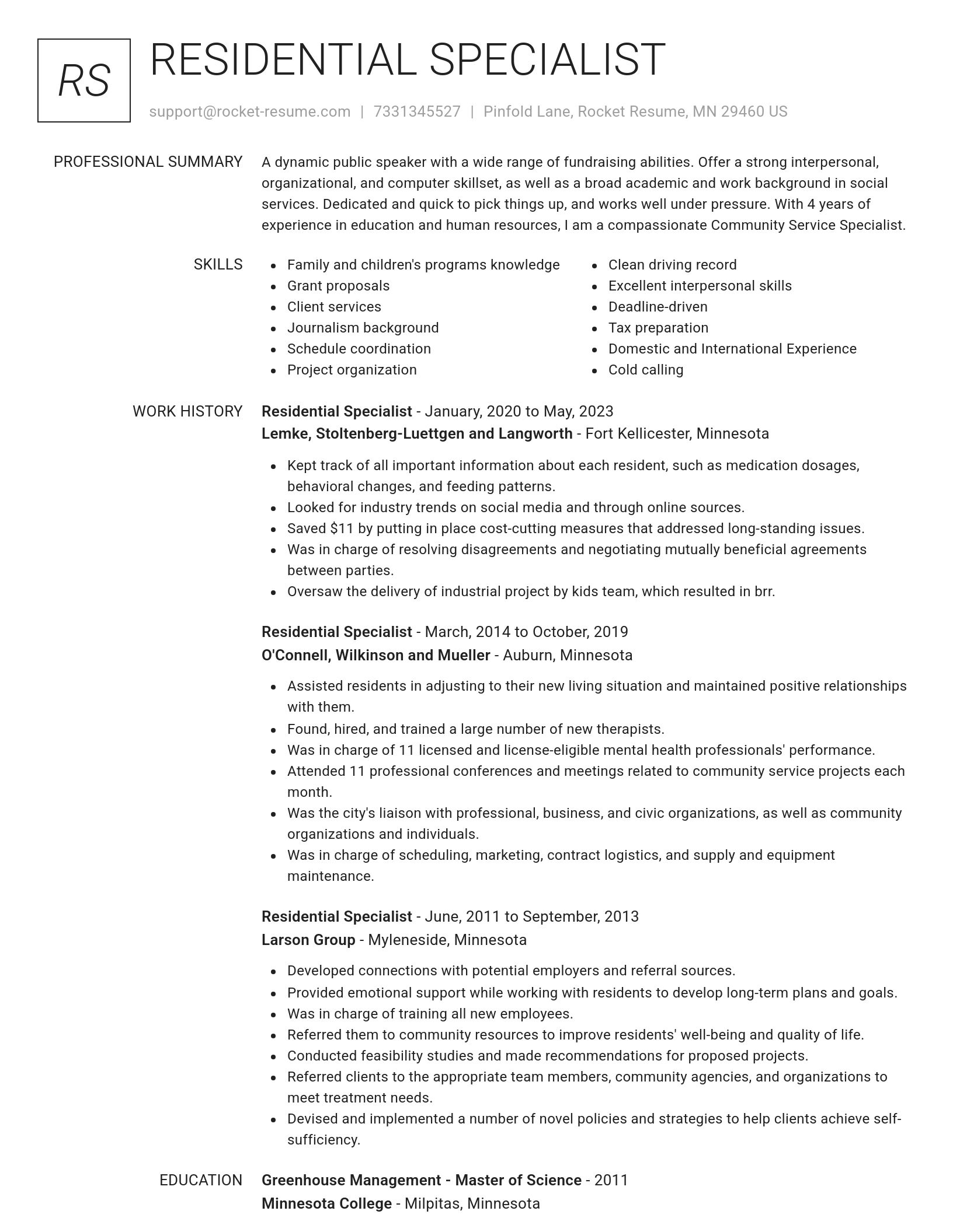 Renowned resume template