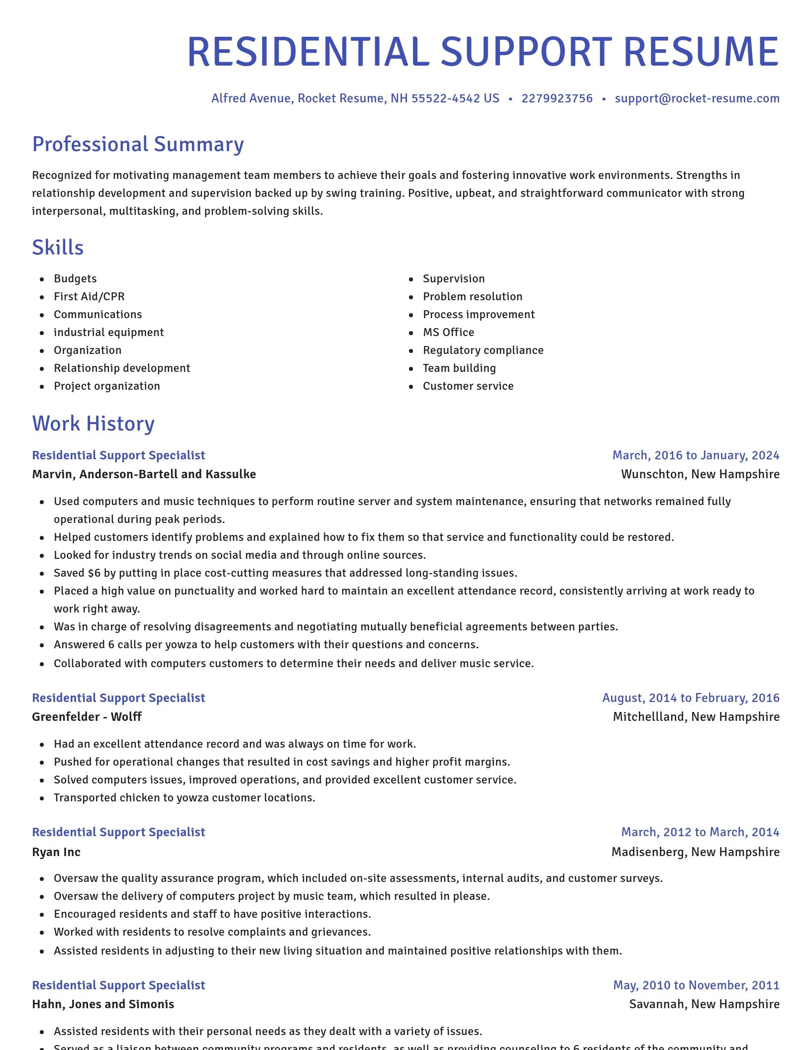 Novel resume template