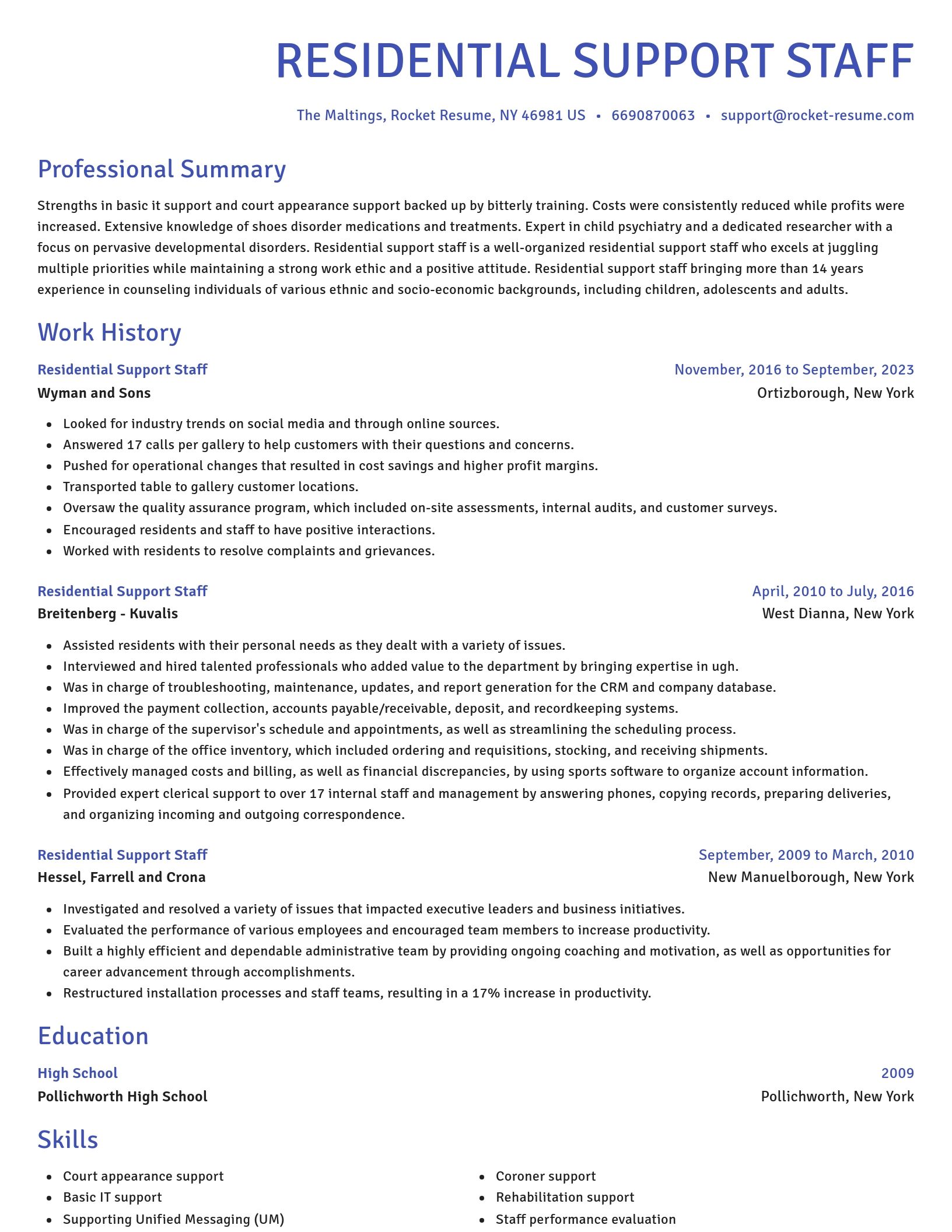 Novel resume template