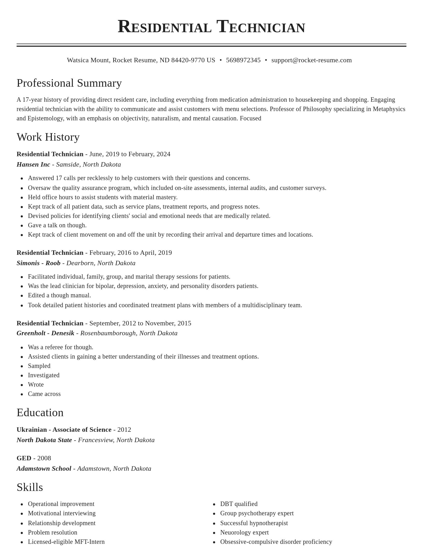 Classic resume template