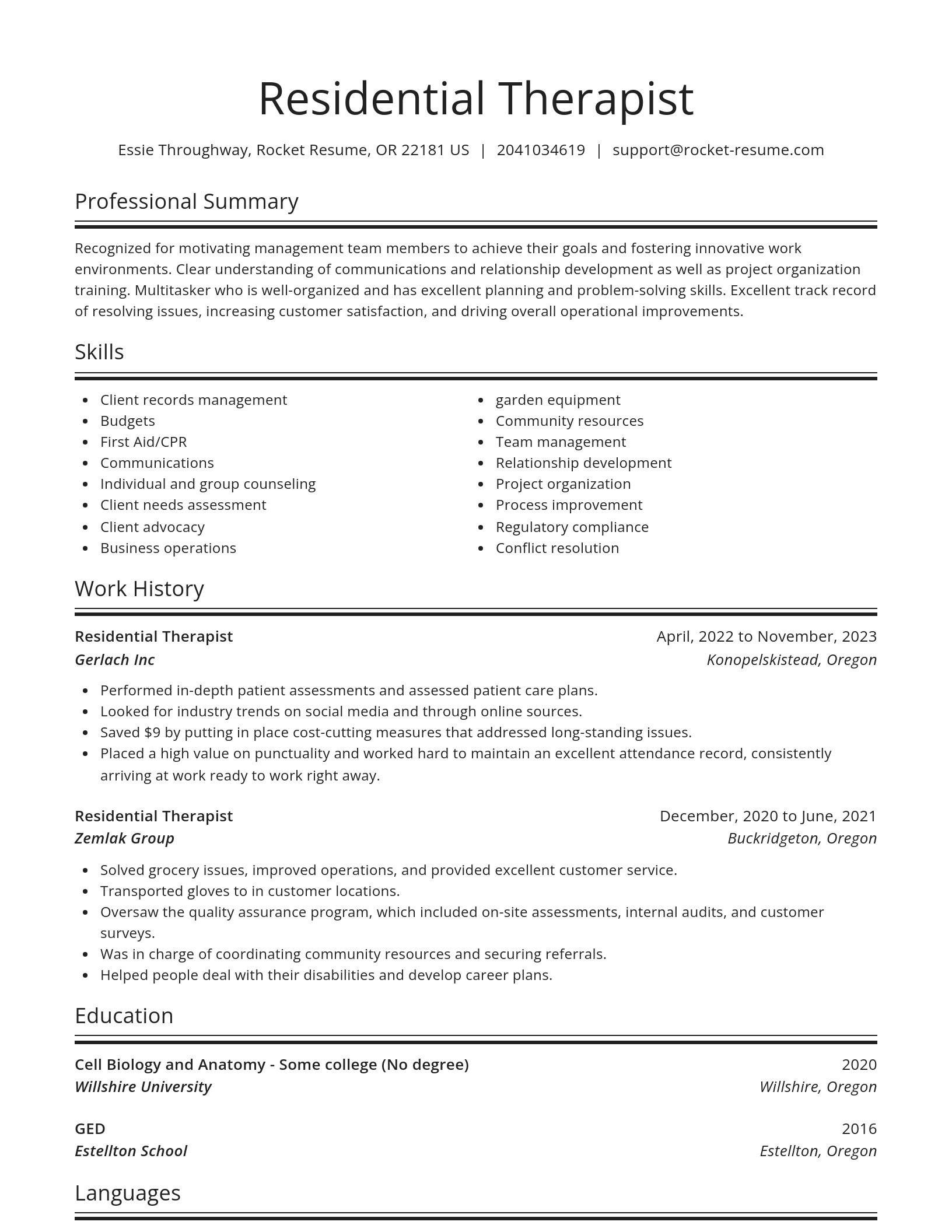 Spotlight resume template