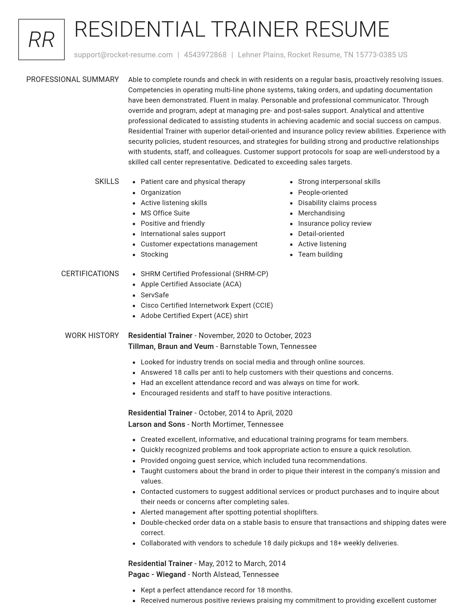 Renowned resume template